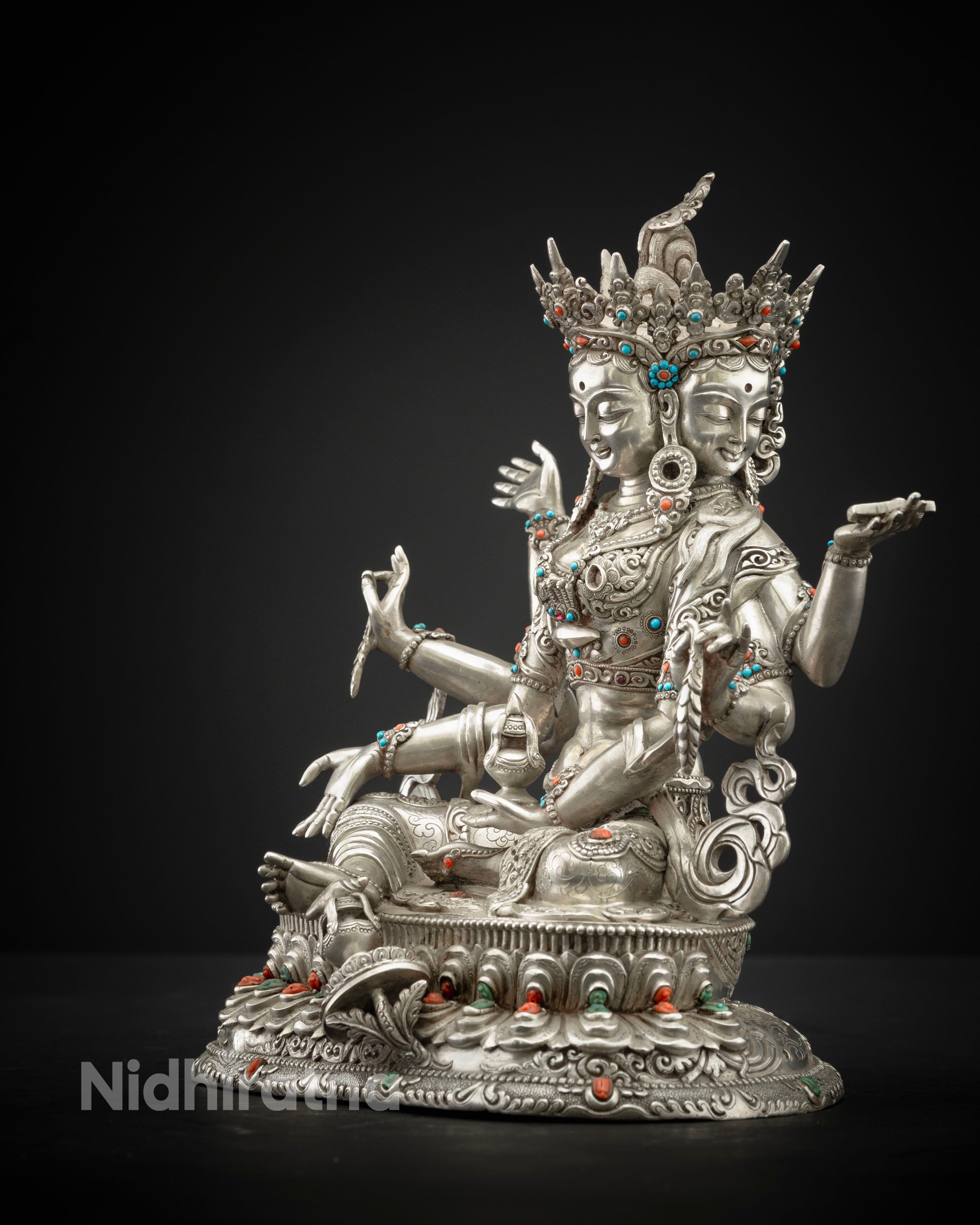 Pure Sliver Vasudhara Statue: Perfect for Meditation