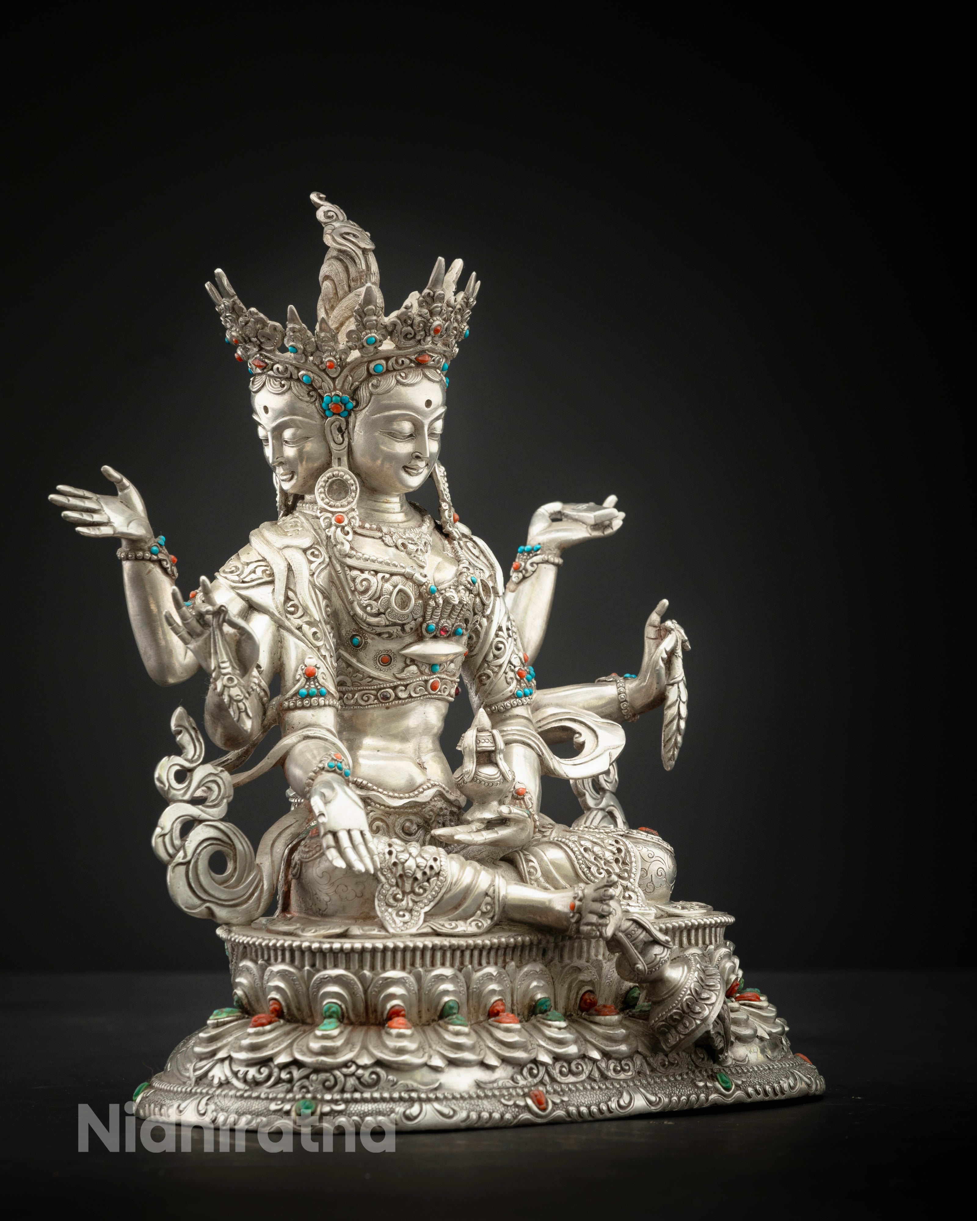 Pure Sliver Vasudhara Statue: Perfect for Meditation