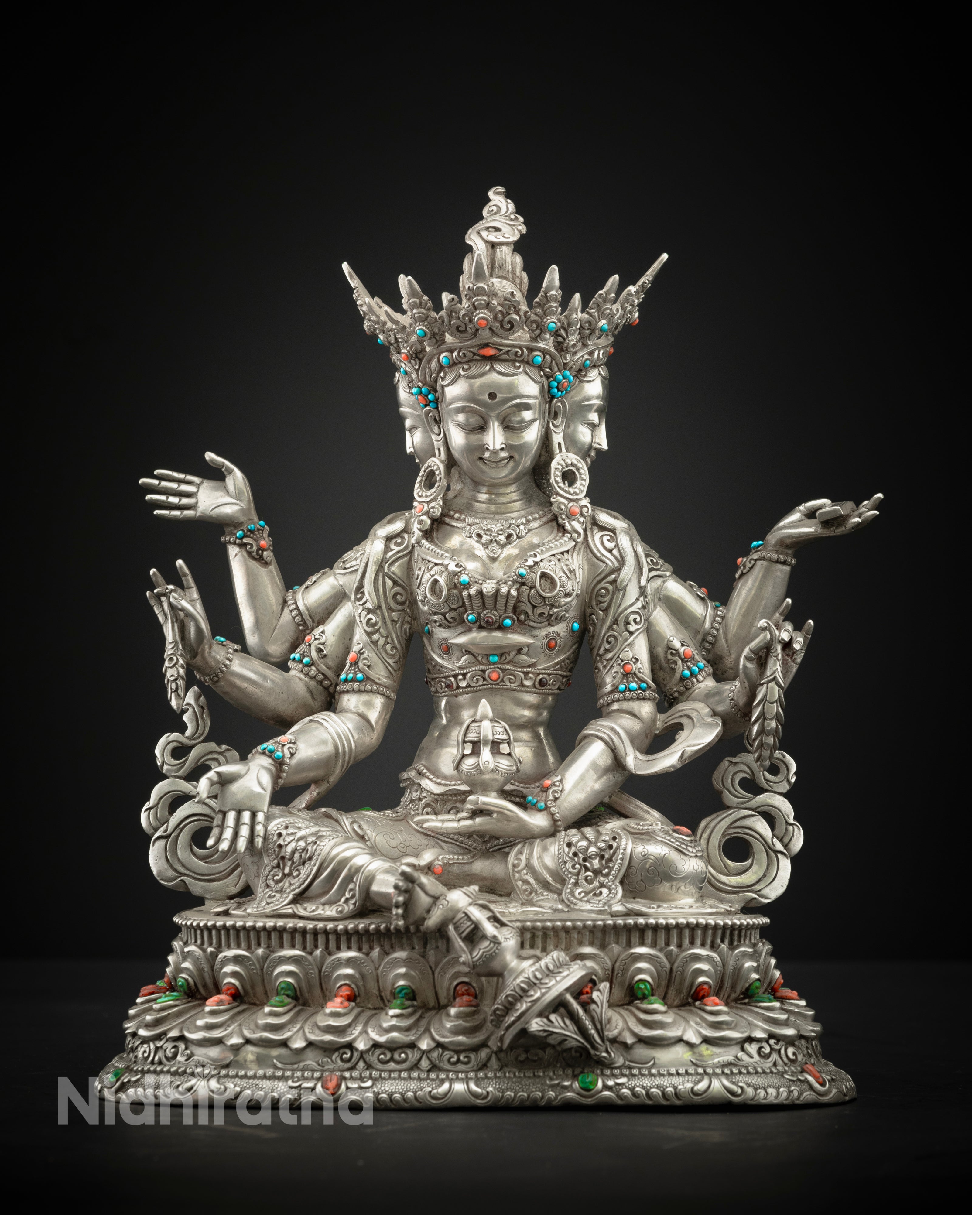 Pure Sliver Vasudhara Statue: Perfect for Meditation