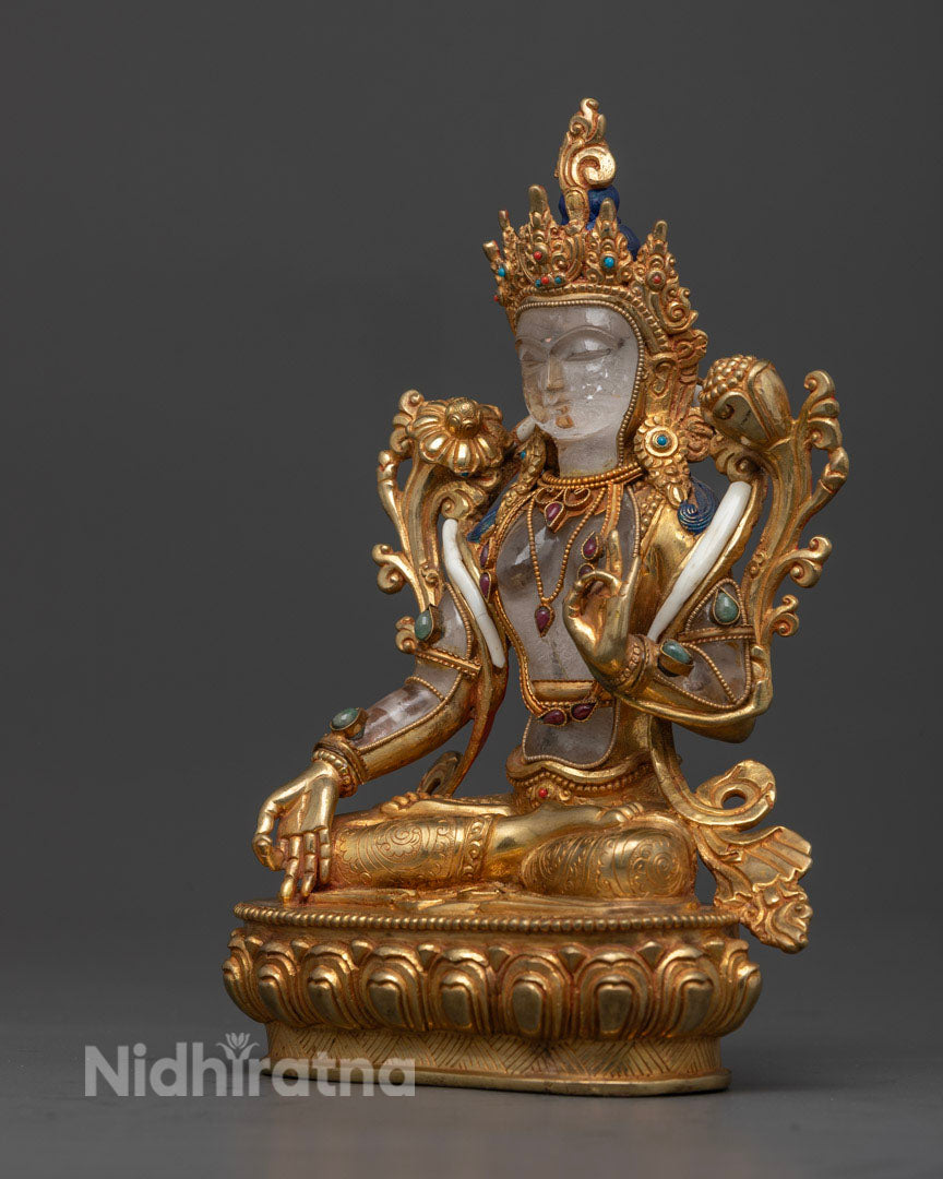 Crystal Green Tara Statue | Himalayan Tibetan Art