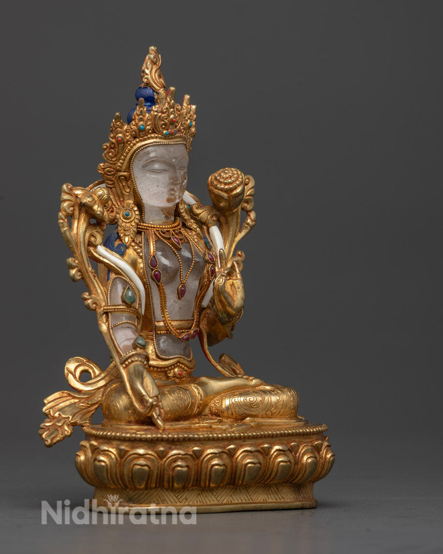 Crystal Green Tara Statue | Himalayan Tibetan Art