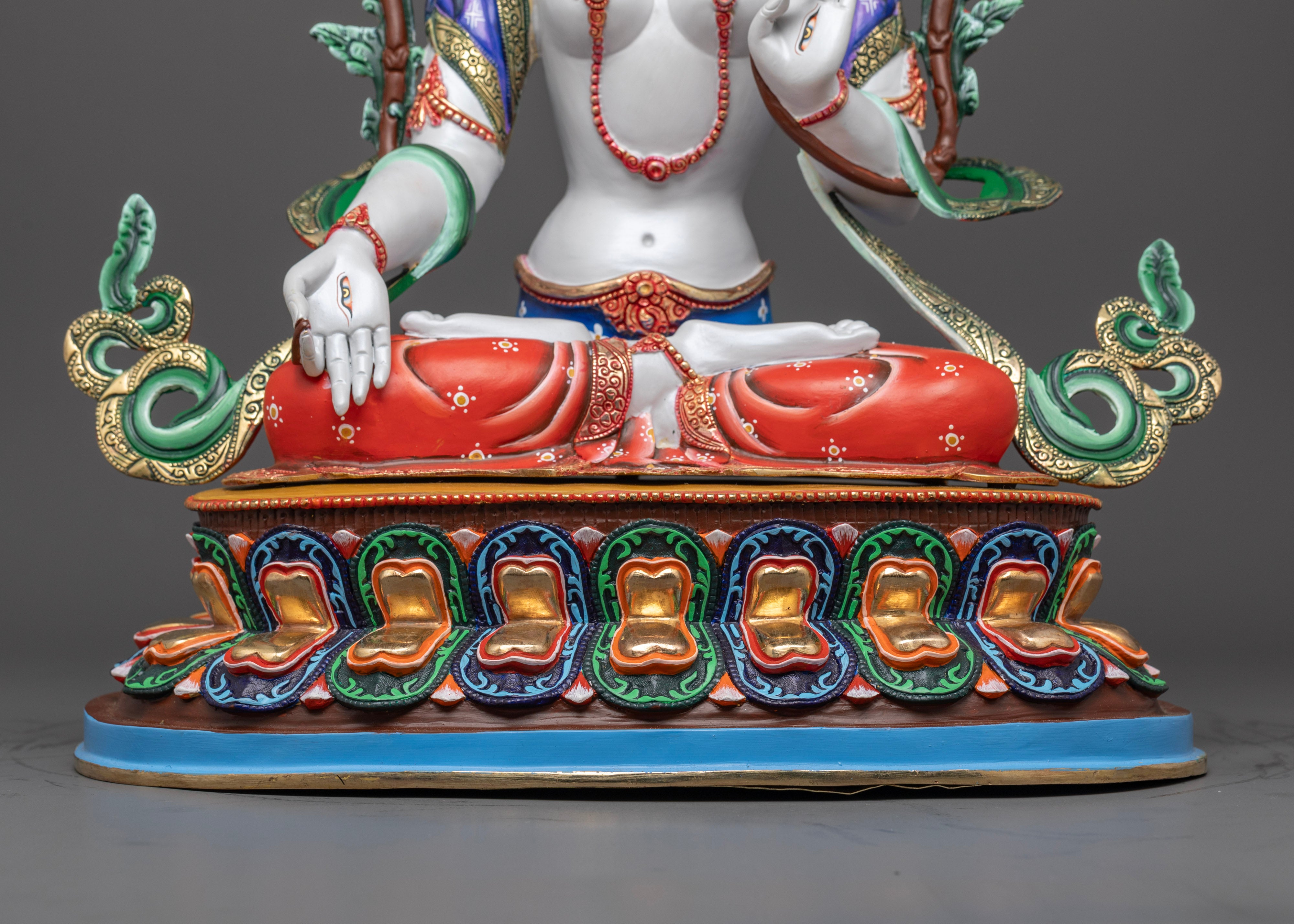 Colorful White Tara Statues for Peace and Protection