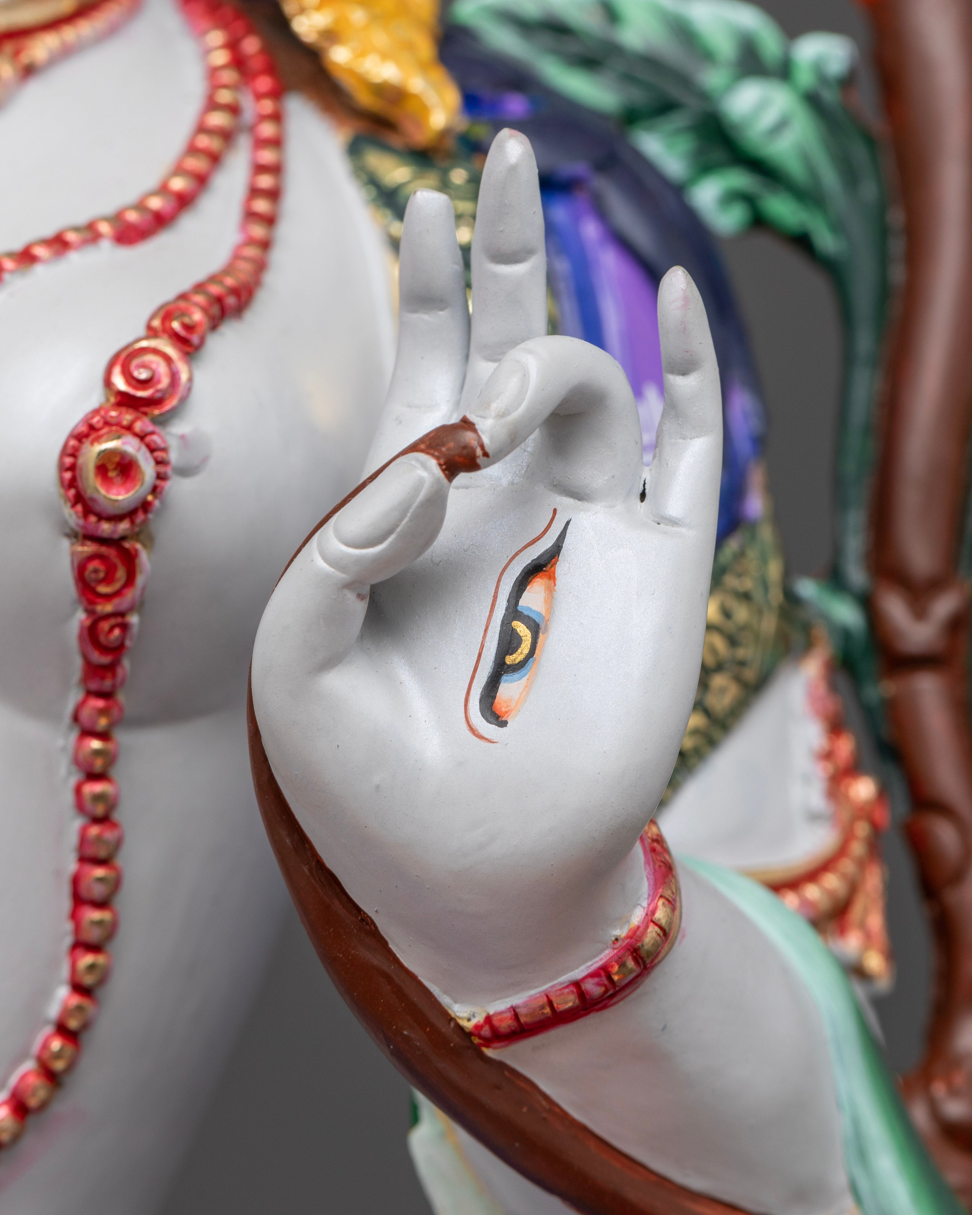 Colorful White Tara Statues for Peace and Protection