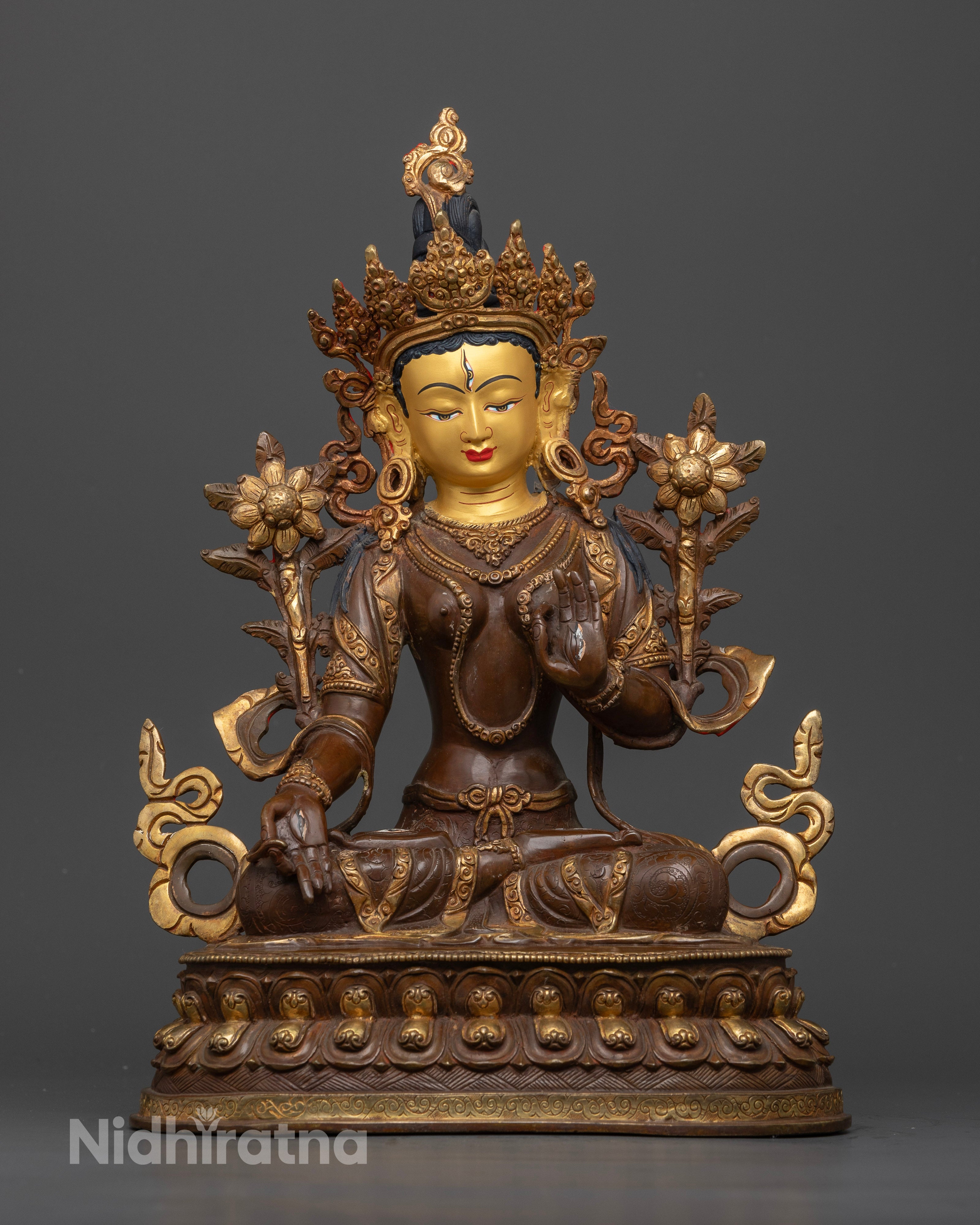 Oxidized White Tara Statue - Healing and compassion Tara