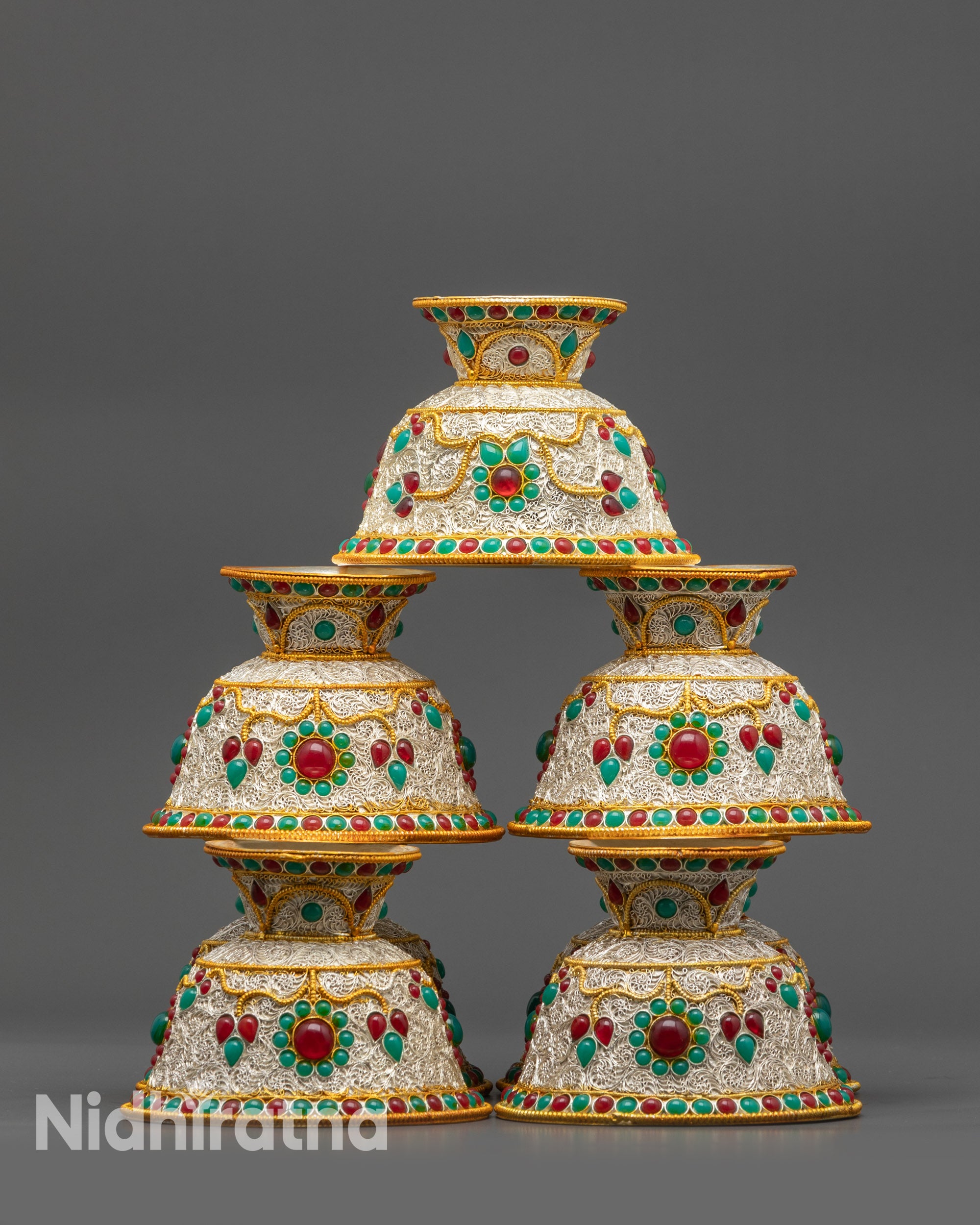 Silver-Plated Water Offering Bowl | Buddhist Altars & Spiritual Ceremonies
