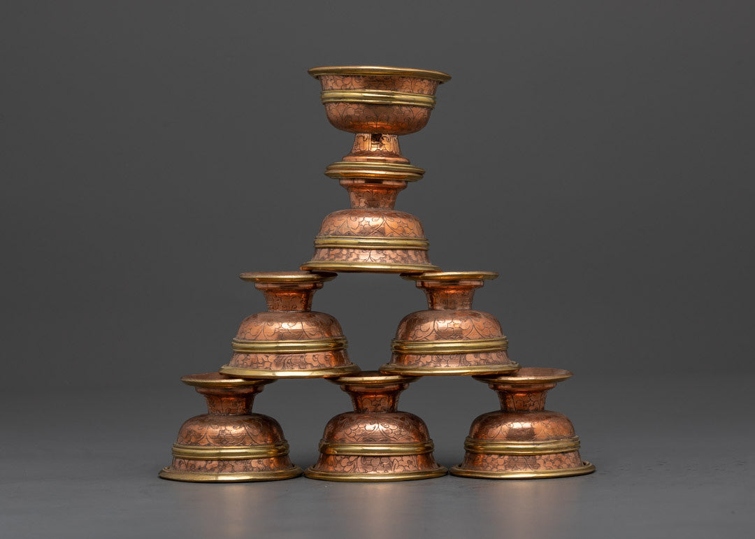 Copper Water Offering Bowl | Buddhist Ritual Items