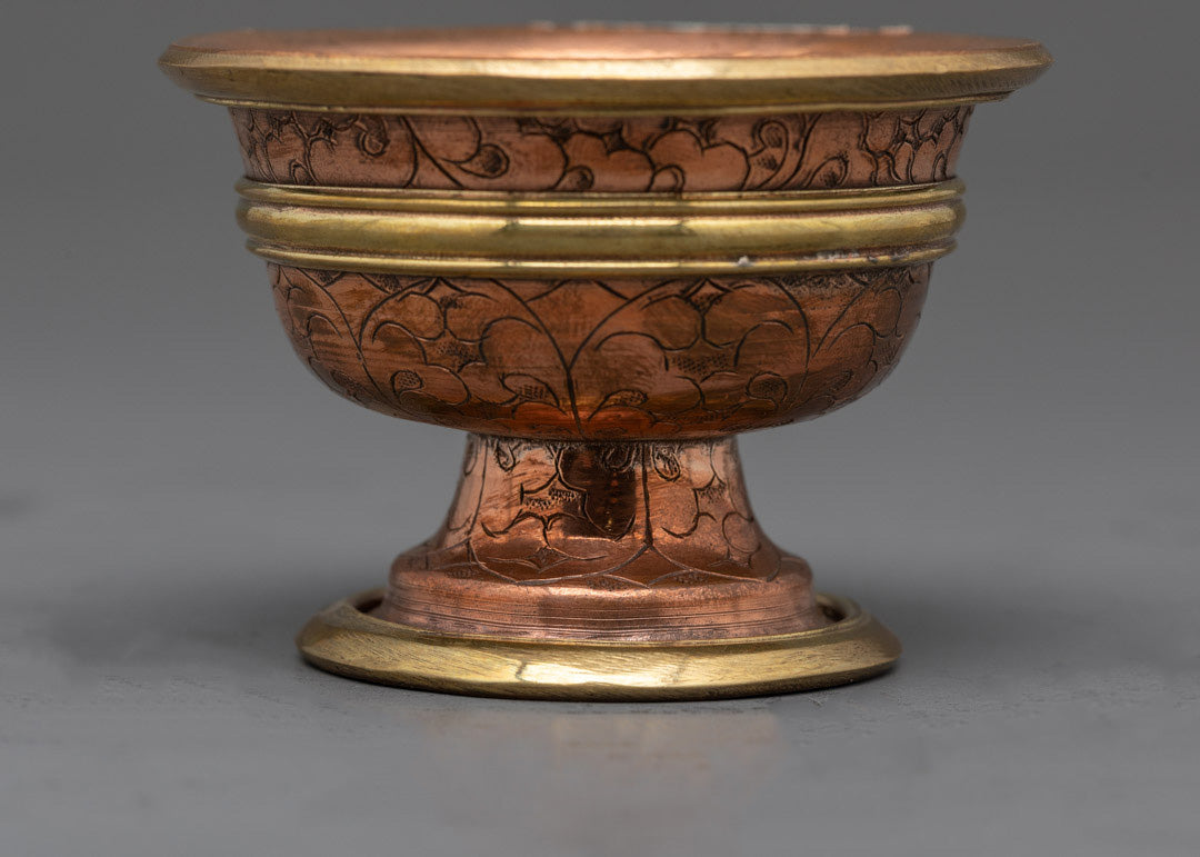 Copper Water Offering Bowl | Buddhist Ritual Items