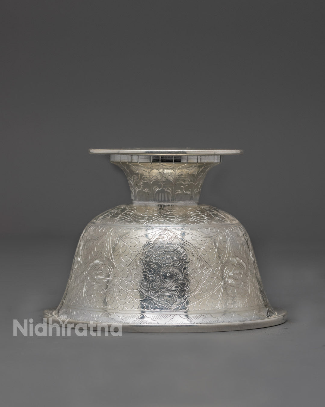 Handcrafted Pure Silver Water Offering Bowl for Spiritual Ceremonies