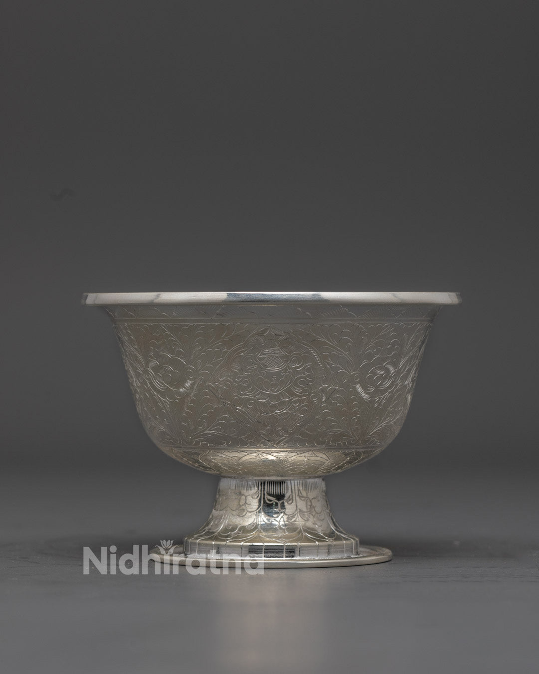 Handcrafted Pure Silver Water Offering Bowl for Spiritual Ceremonies