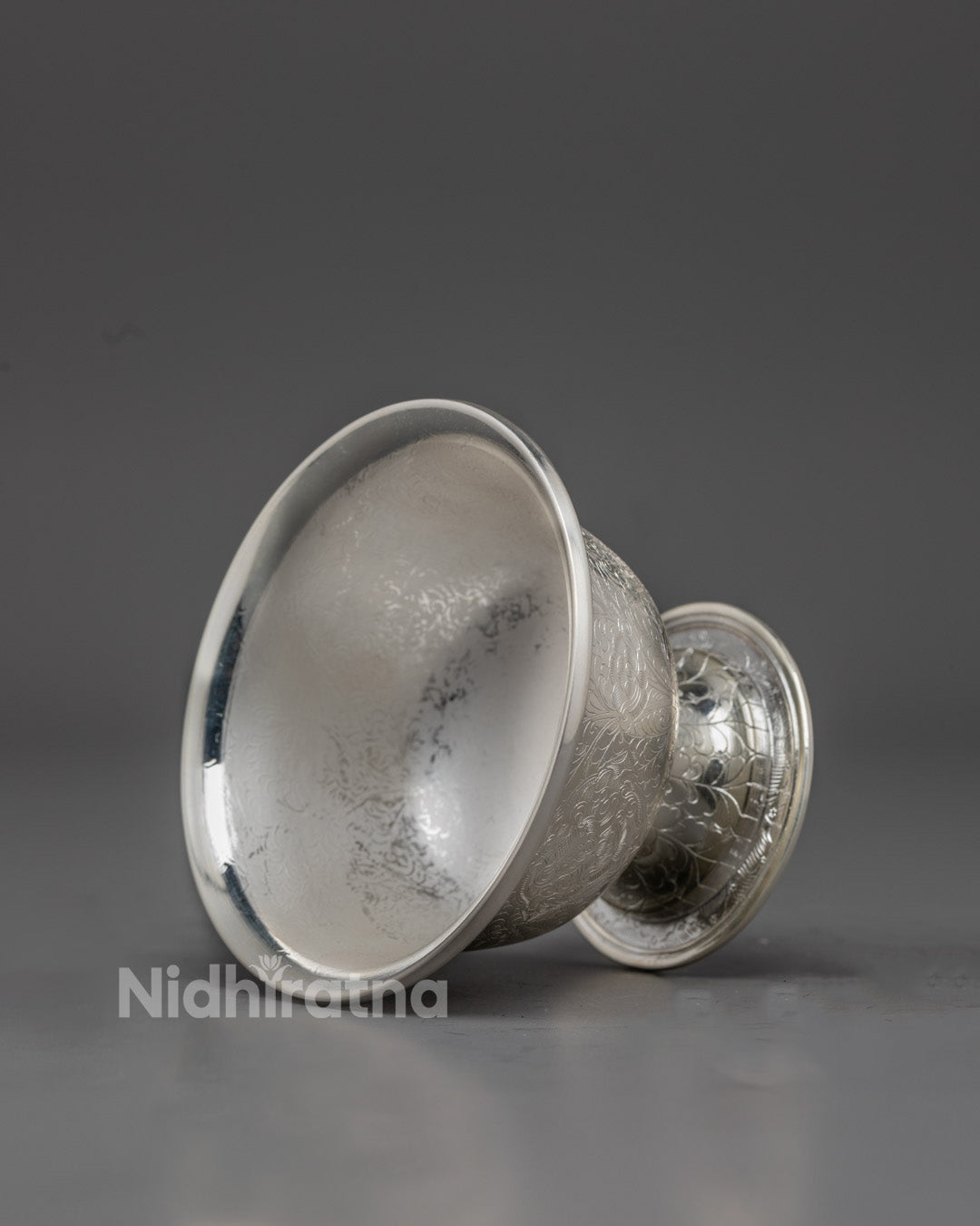 Handcrafted Pure Silver Water Offering Bowl for Spiritual Ceremonies