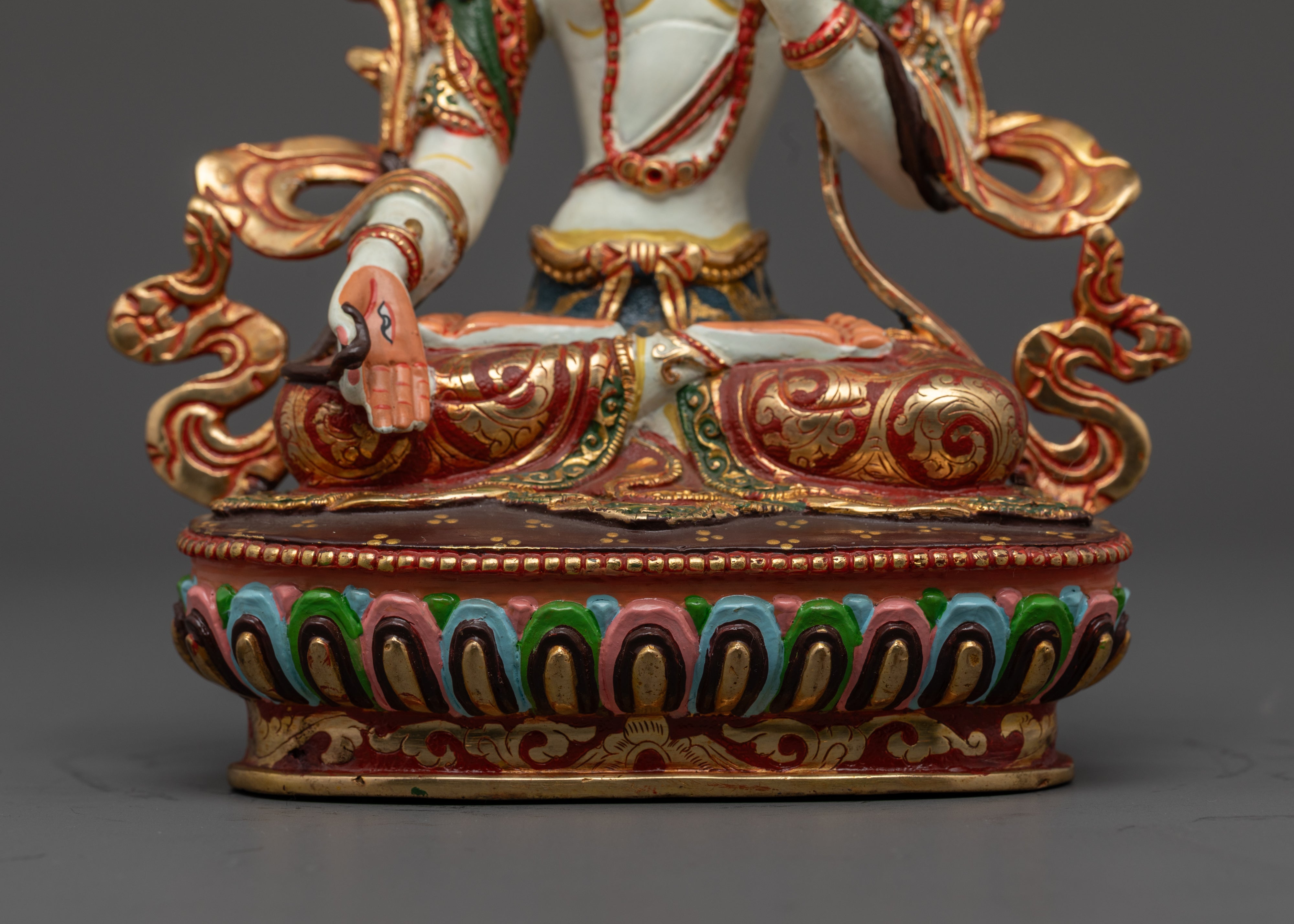 Tibetan White Tara Sculpture for Divine Protection