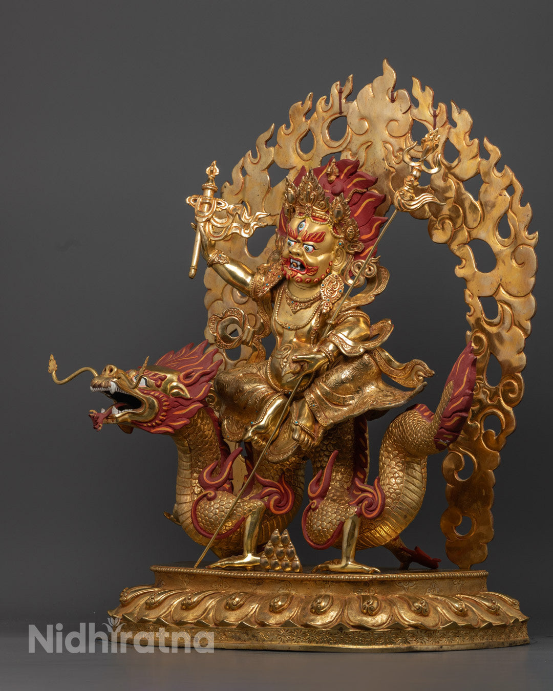 Traditional White Dzambhala Statue | Buddhist Wealth God