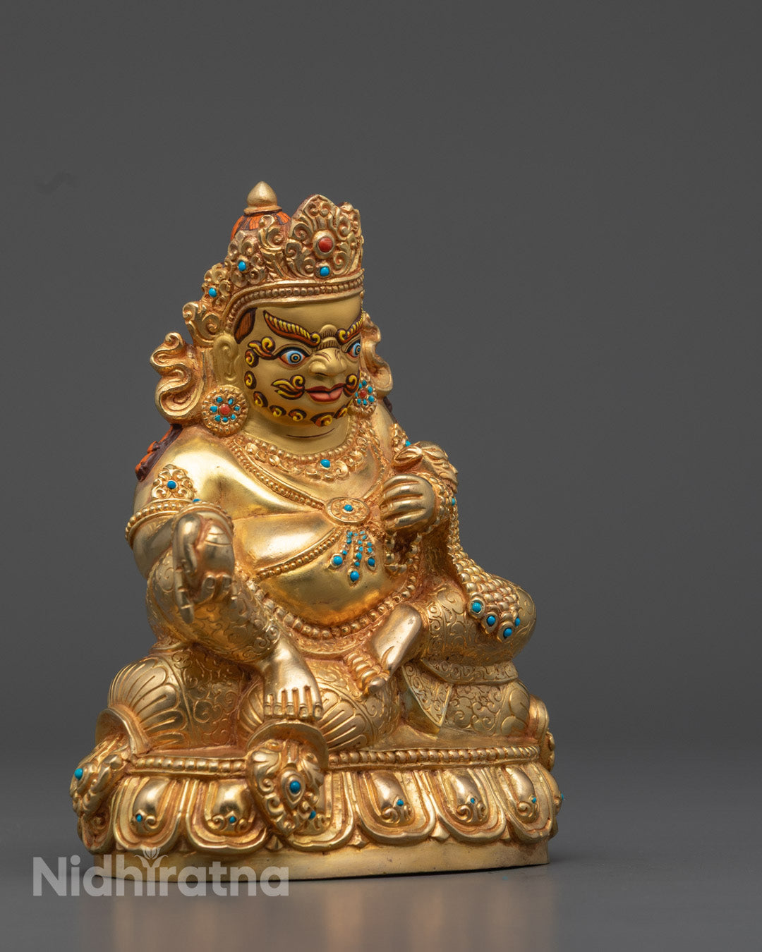 Fully Gold Gilded Yellow Dzambhala Statue | The Wealth Deity