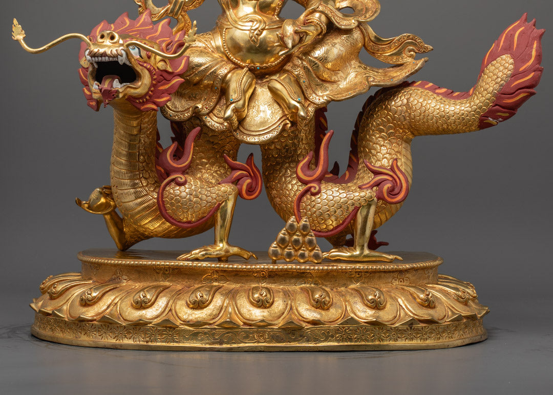 Traditional White Dzambhala Statue | Buddhist Wealth God