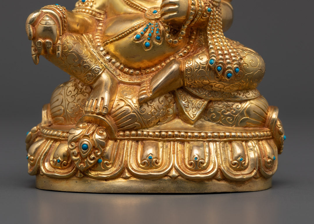 Fully Gold Gilded Yellow Dzambhala Statue | The Wealth Deity