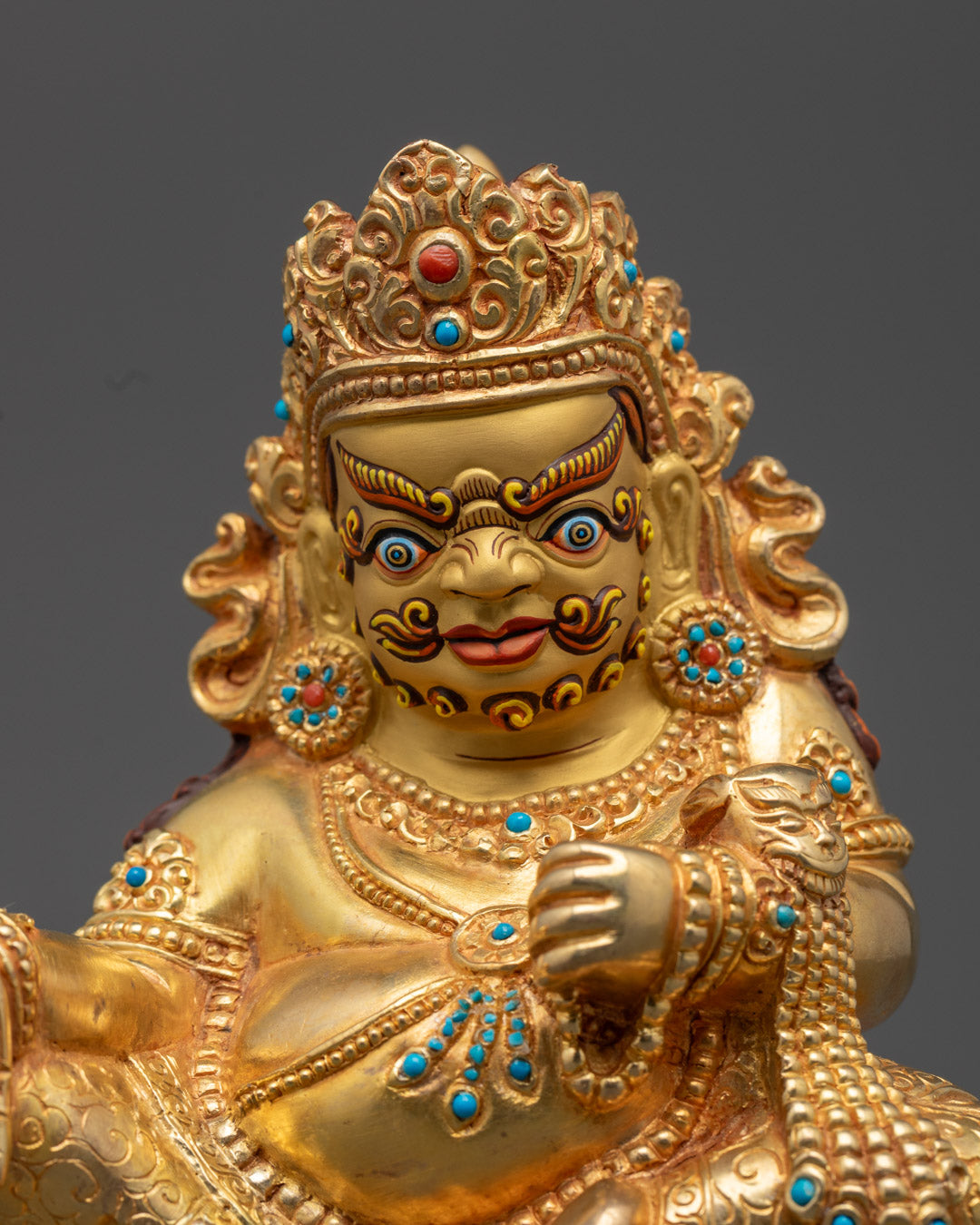 Fully Gold Gilded Yellow Dzambhala Statue | The Wealth Deity