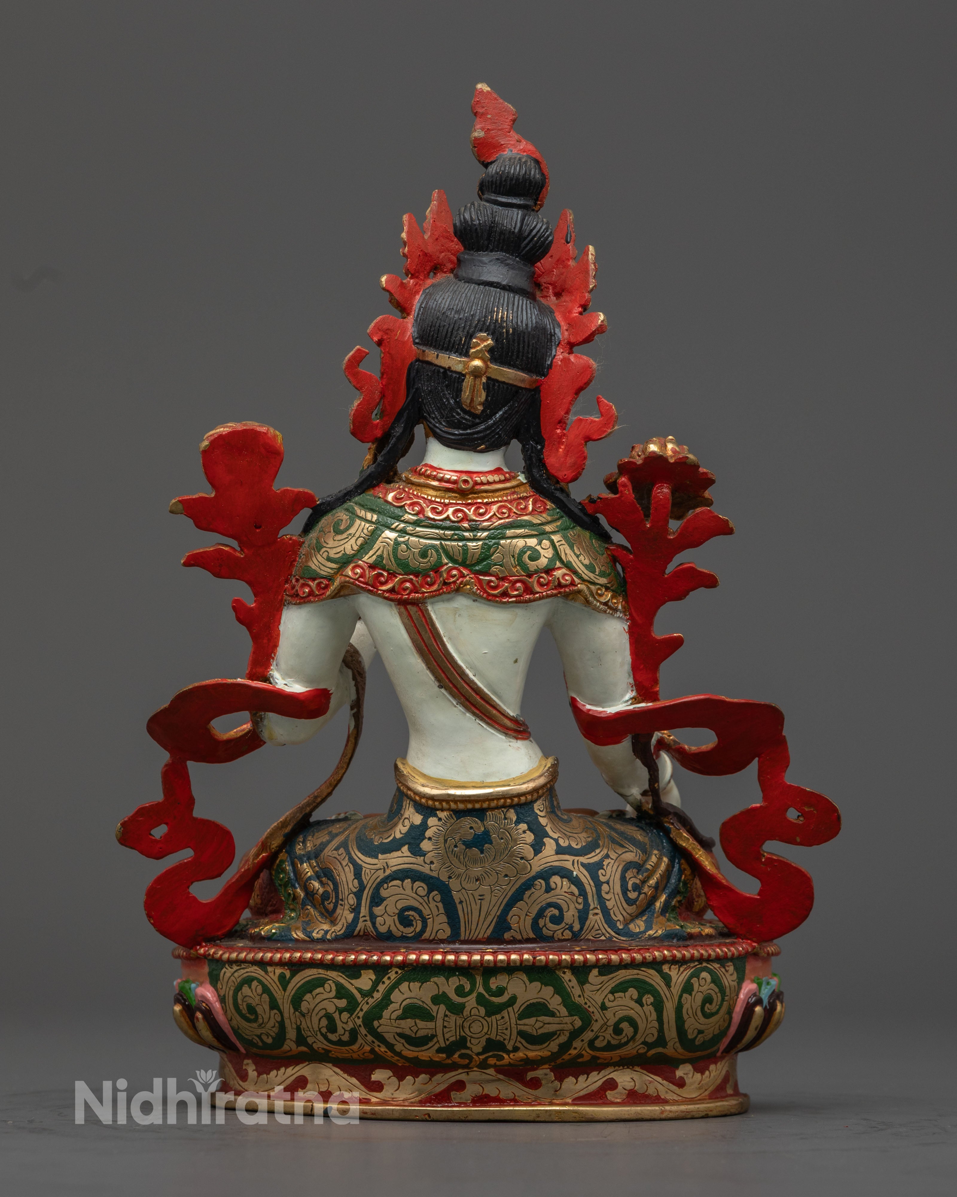 Tibetan White Tara Sculpture for Divine Protection