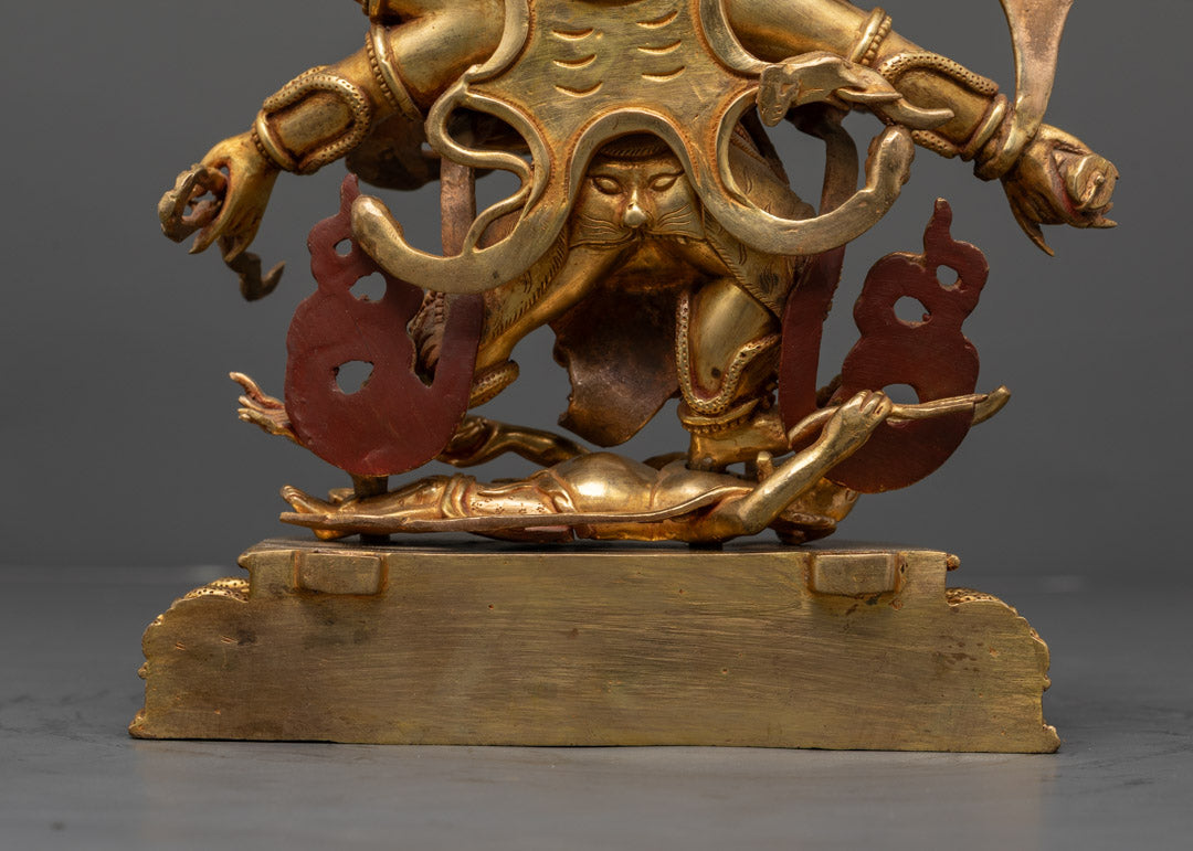 Six-Armed Mahakala Statue | Handcrafted Gold Gilded Copper