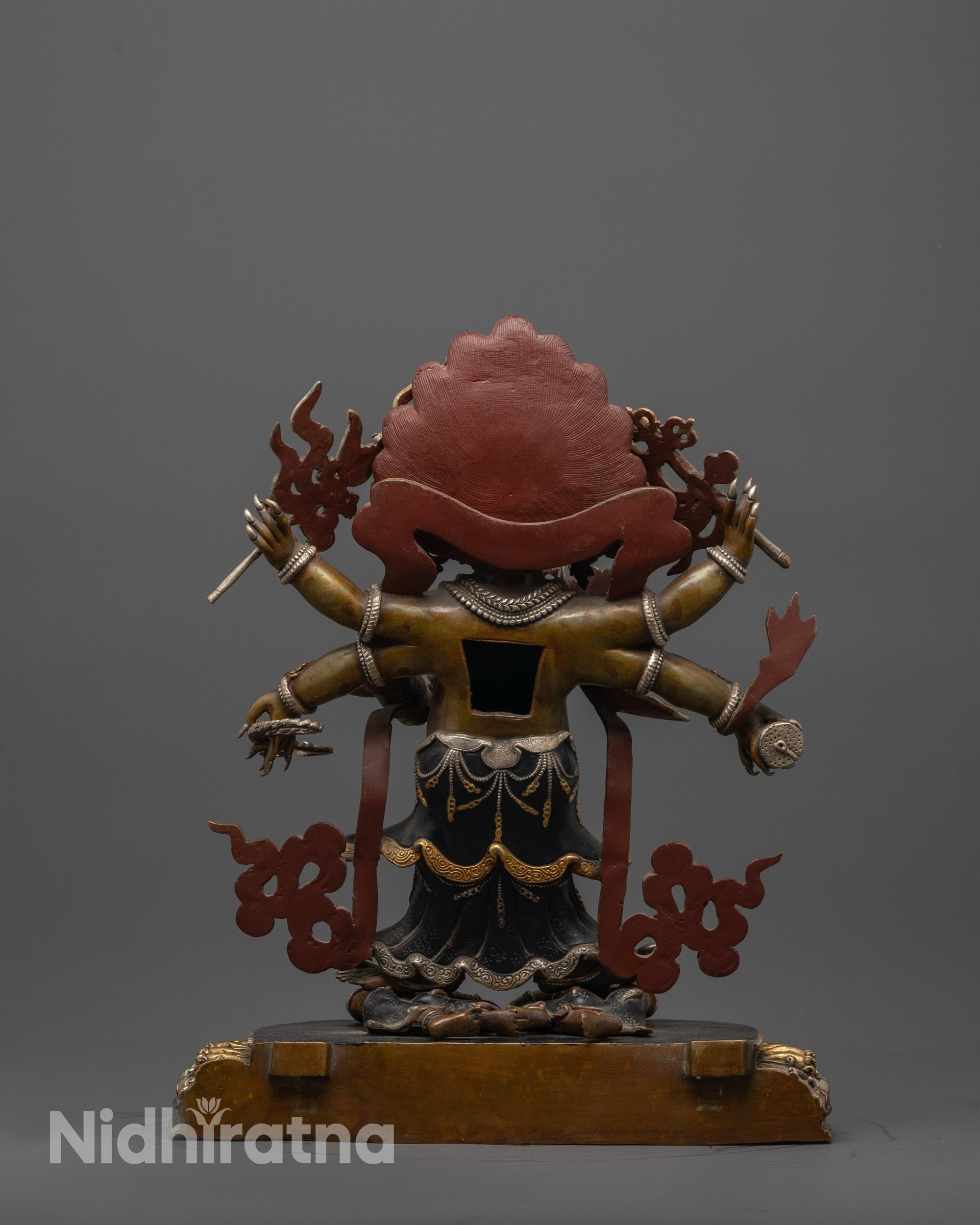 Handmade Oxidized White Mahakala Statue | Sacred Protector Deity