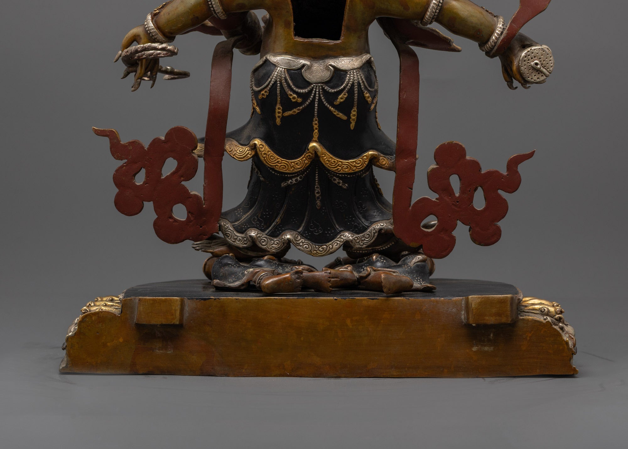 Handmade Oxidized White Mahakala Statue | Sacred Protector Deity
