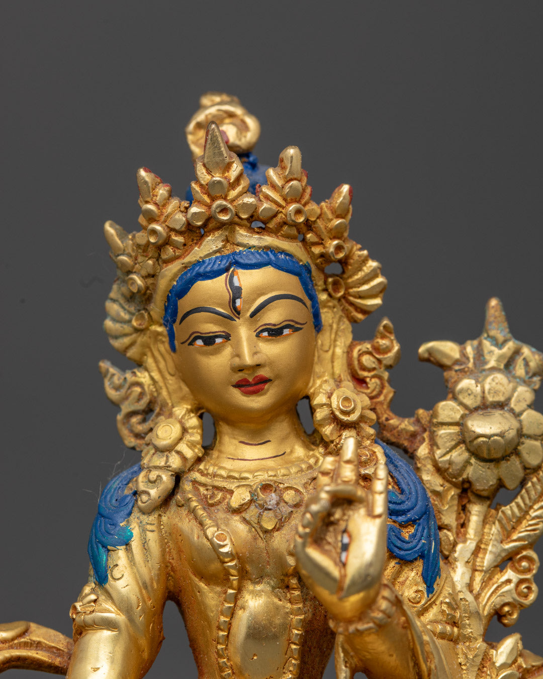 White Tara Statue | Handcrafted 24K Gold-Plated Copper