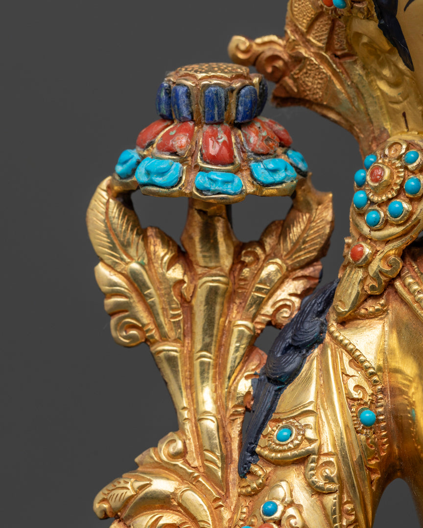 White Tara Statue | 24K Gold Gilded Himalayan Sculpture