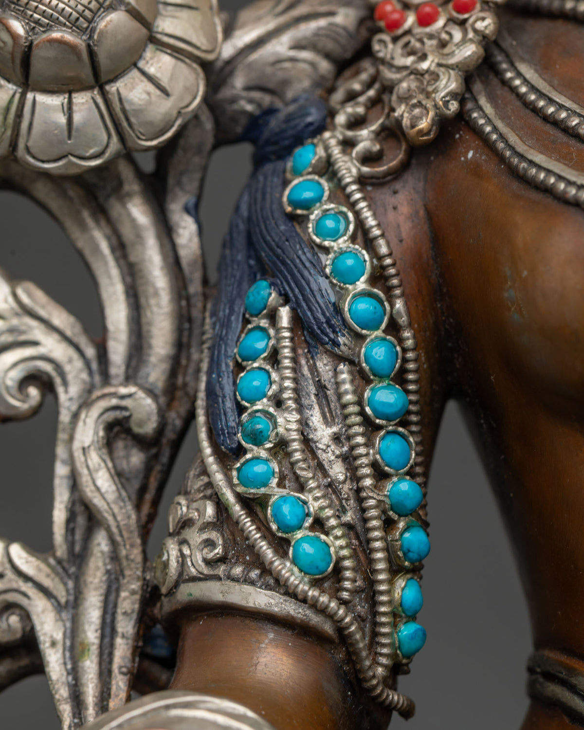 Seven-Eyed White Tara Statue | Premium Oxidized Copper Figurine