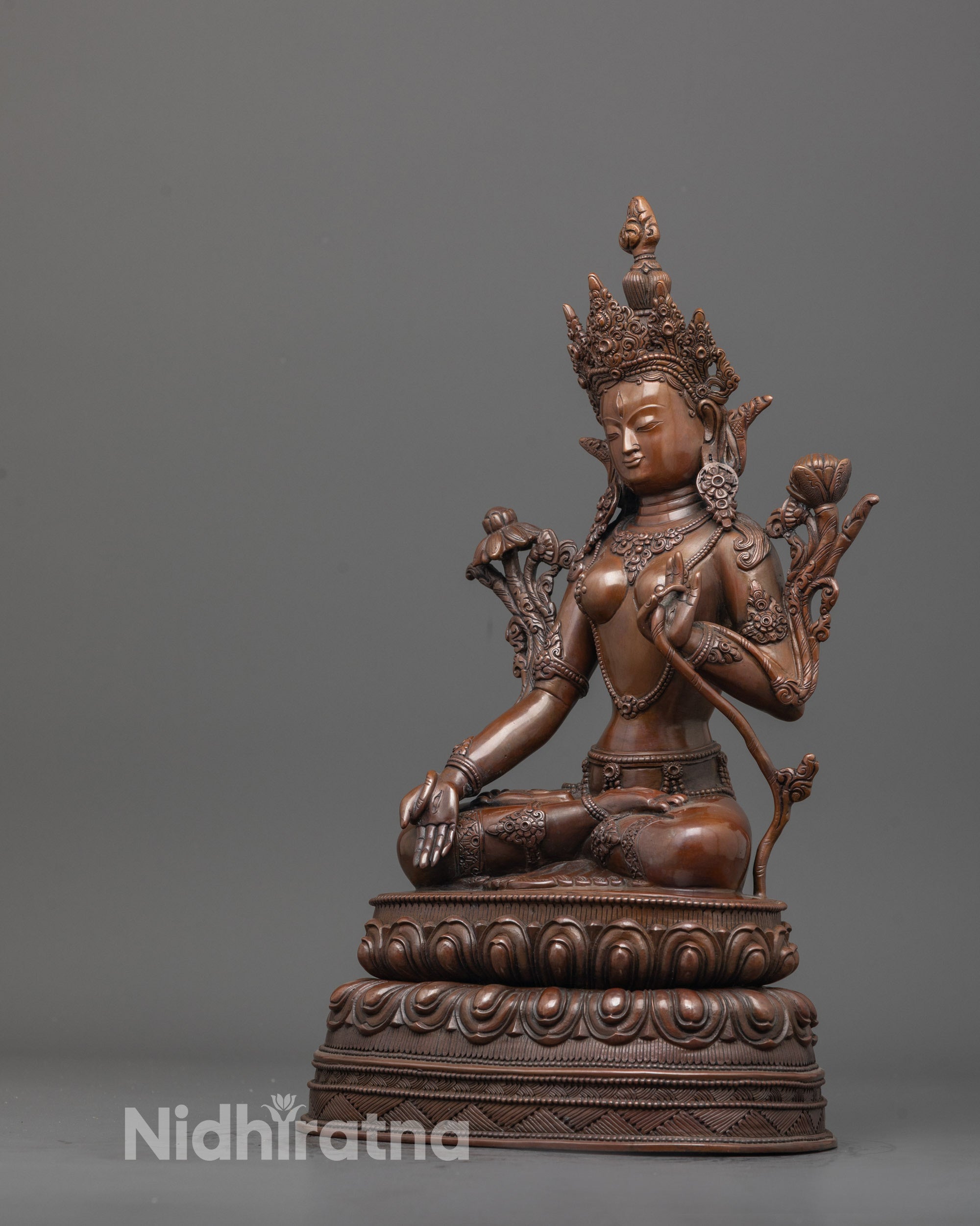 Oxidized White Tara Statue | Himalayan Traditional Buddhist Art