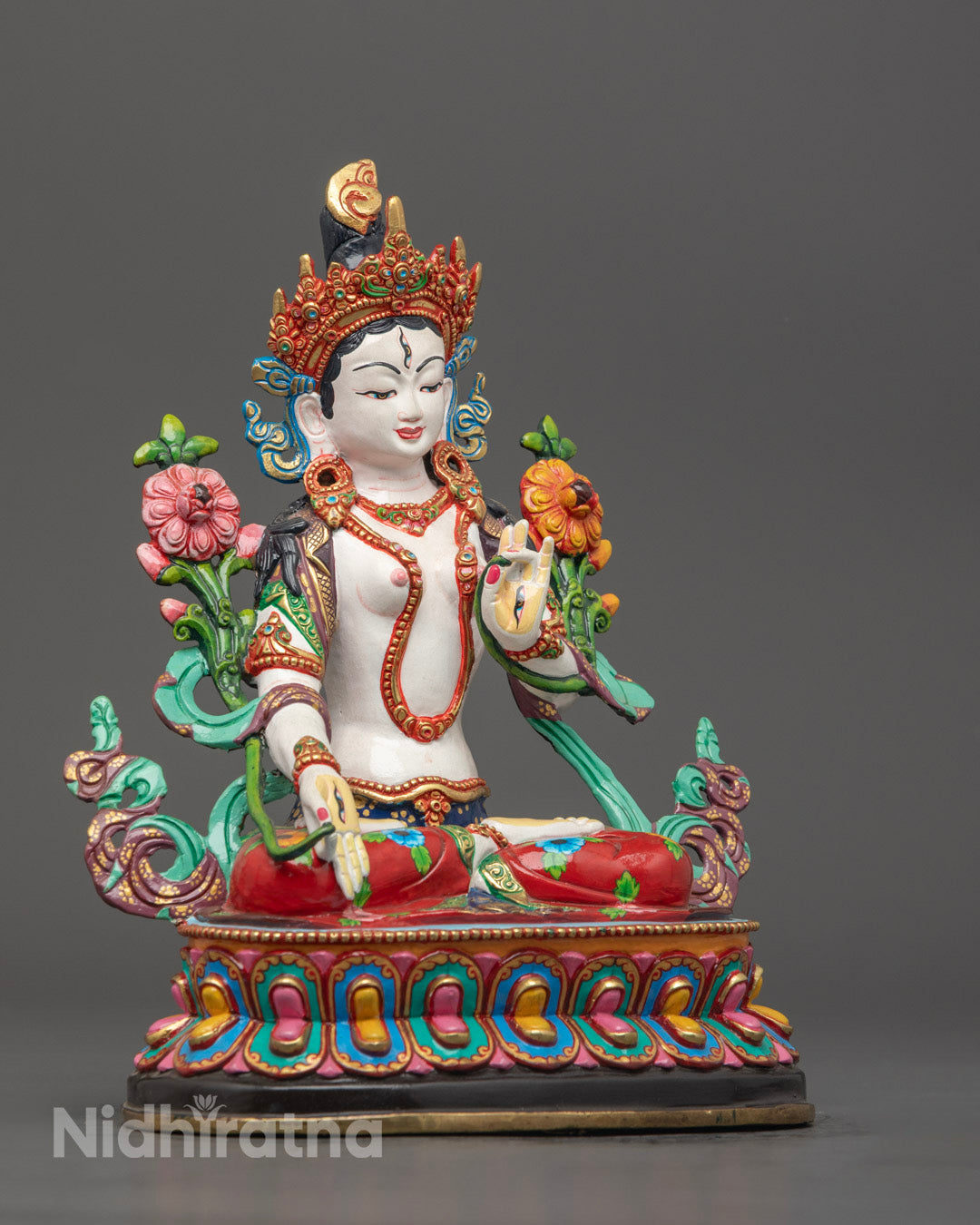 Sacred White Tara Sculpture | Traditional Buddhist Statue