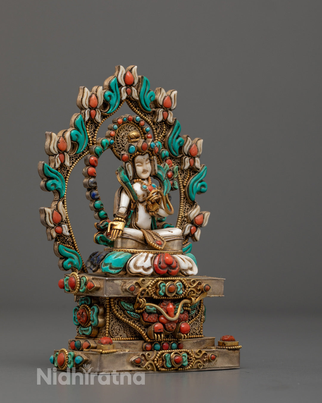 Religious White Tara Statue | Handmade Buddhist Decor