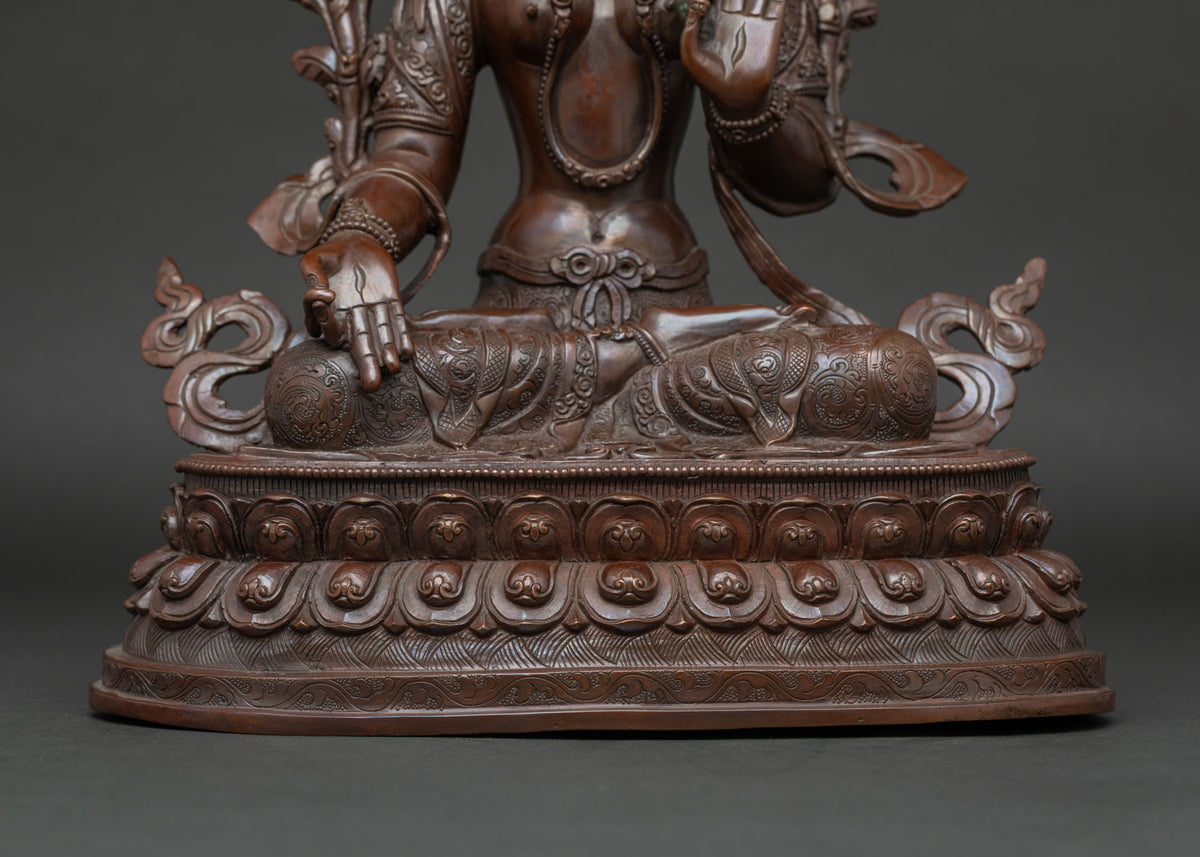 Longevity Goddess White Tara – Oxidized Copper Meditation Statue