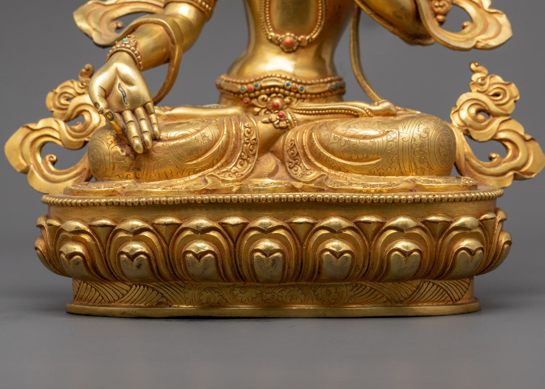 Nepalese White Tara Statue | 24k Gold Fire-Gilded
