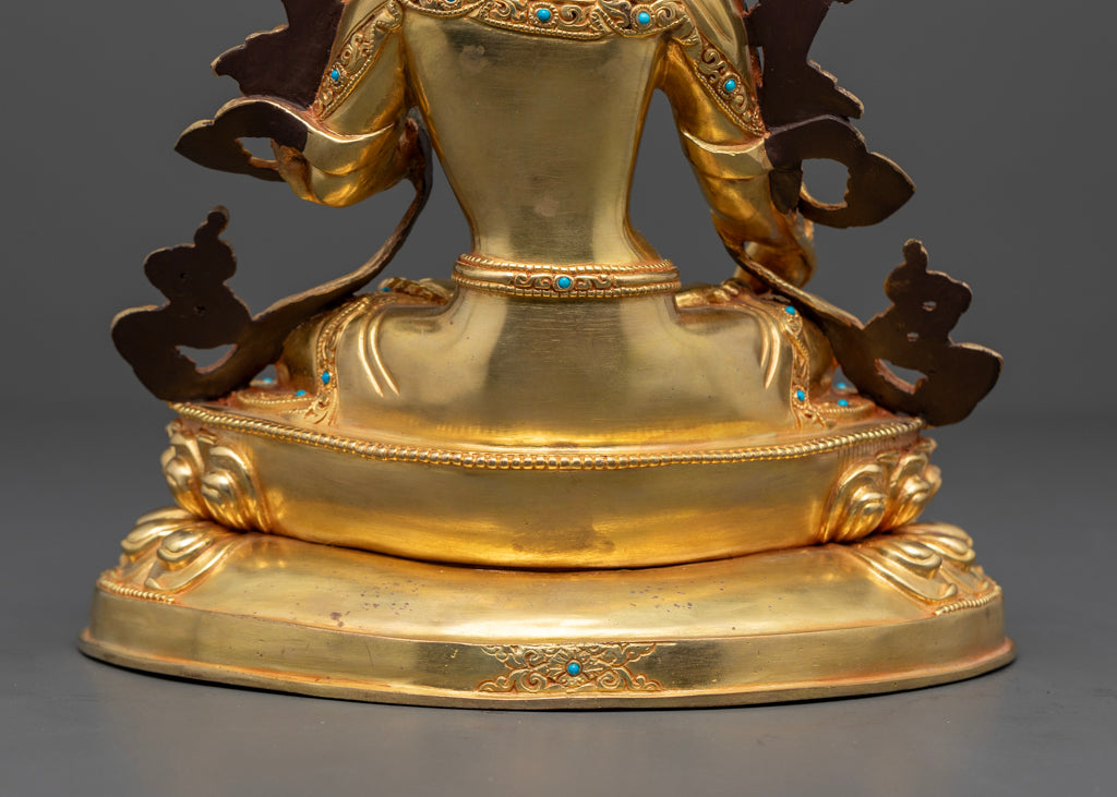 White Tara Statue | 24K Gold Gilded Himalayan Sculpture