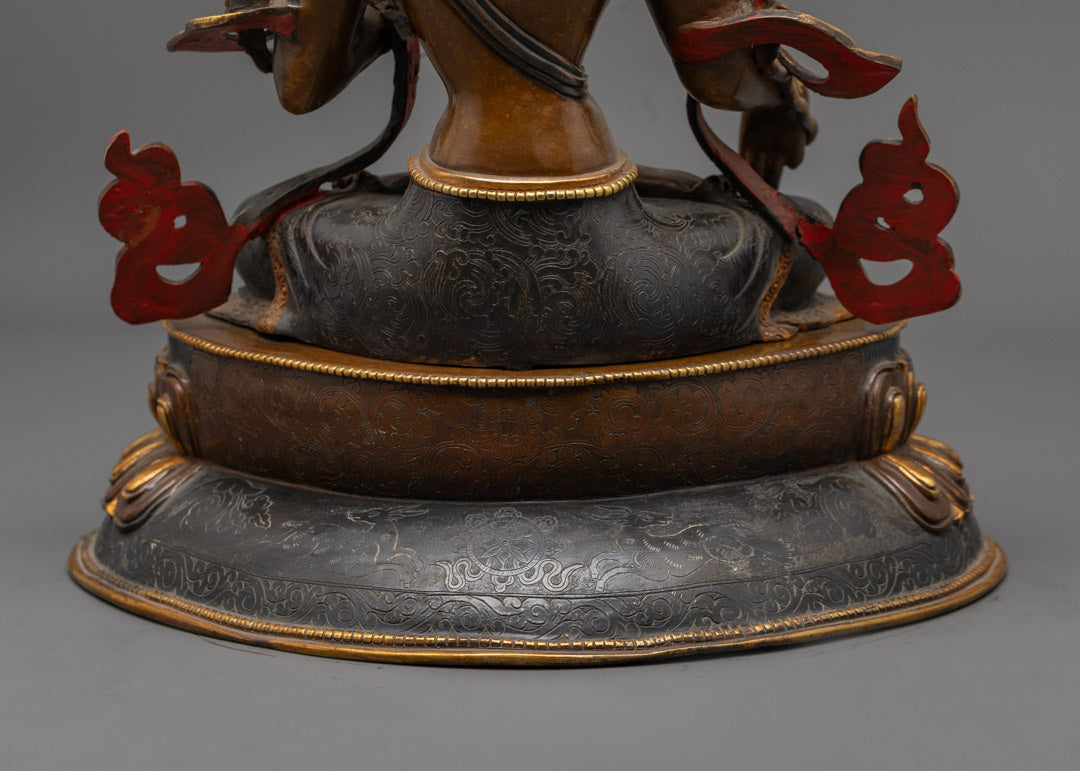 Handmade Oxidized White Tara Sculpture | Tibetan Buddhist Deity