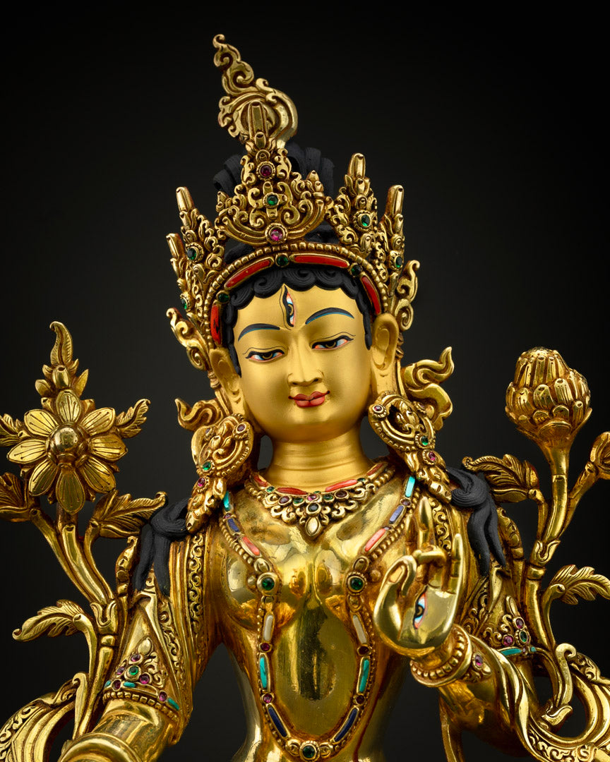 Buddhist White Tara Statue | Rare Traditional Art of Nepal