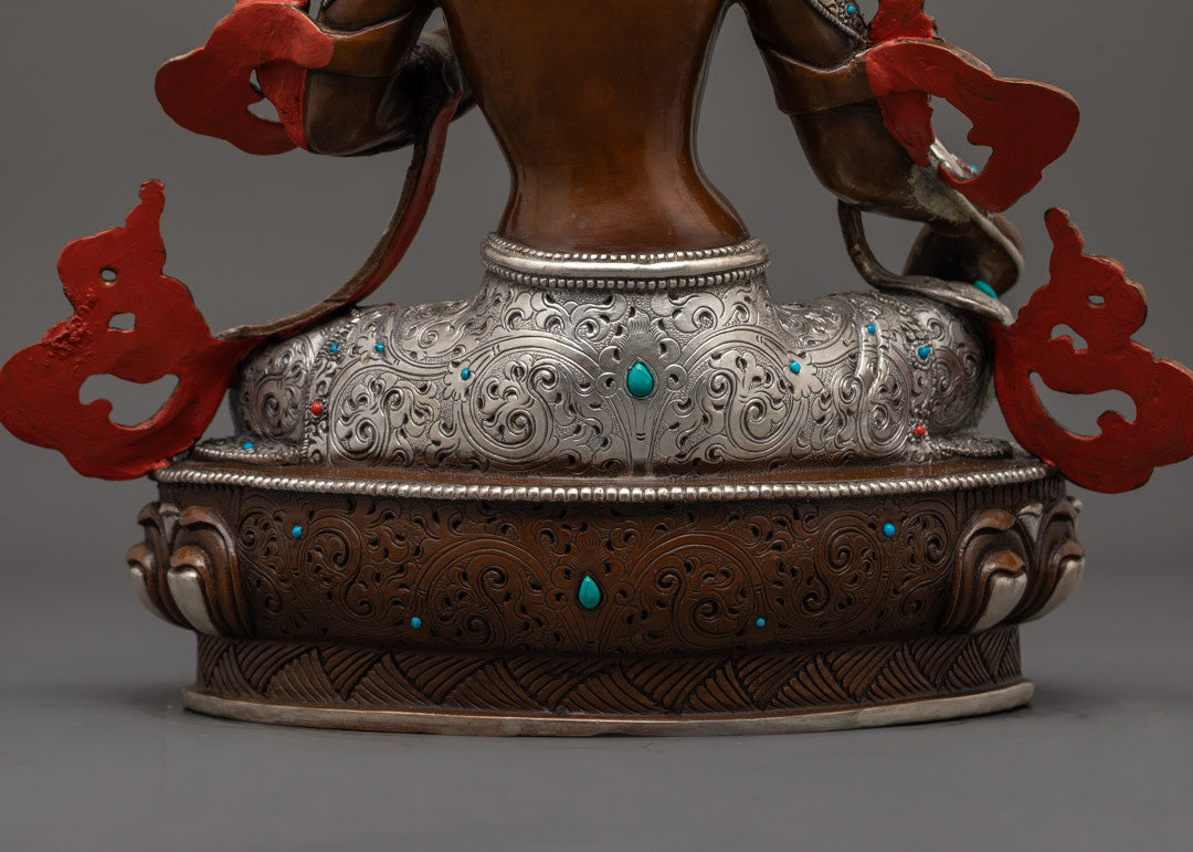 Genuine Oxidized Green Tara Statue | Sacred Buddhist Handmade Statue
