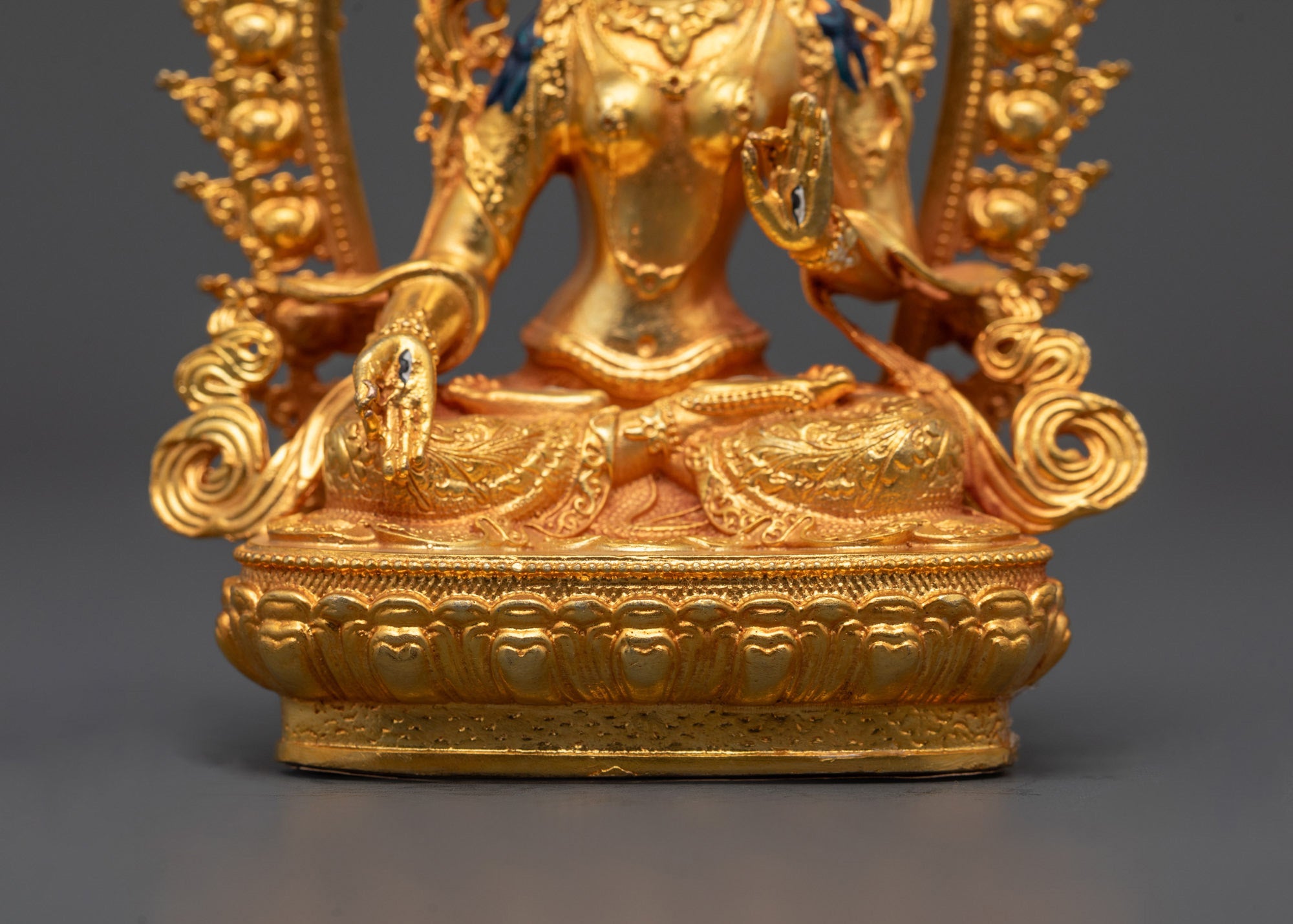White Tara Statue Made by Machine with 24k Gold Gilded Copper