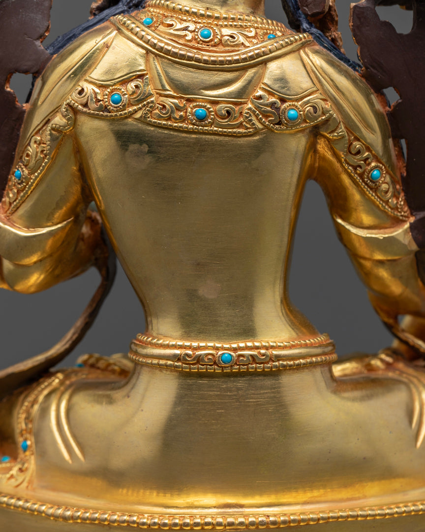 White Tara Statue | 24K Gold Gilded Himalayan Sculpture