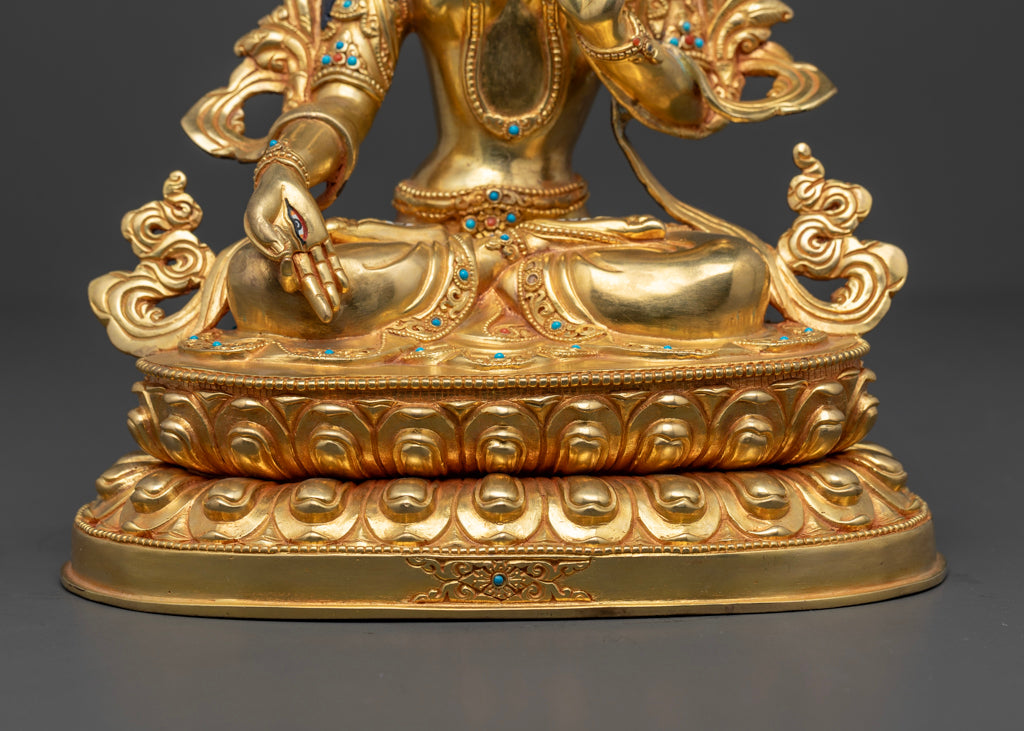 White Tara Statue | 24K Gold Gilded Himalayan Sculpture