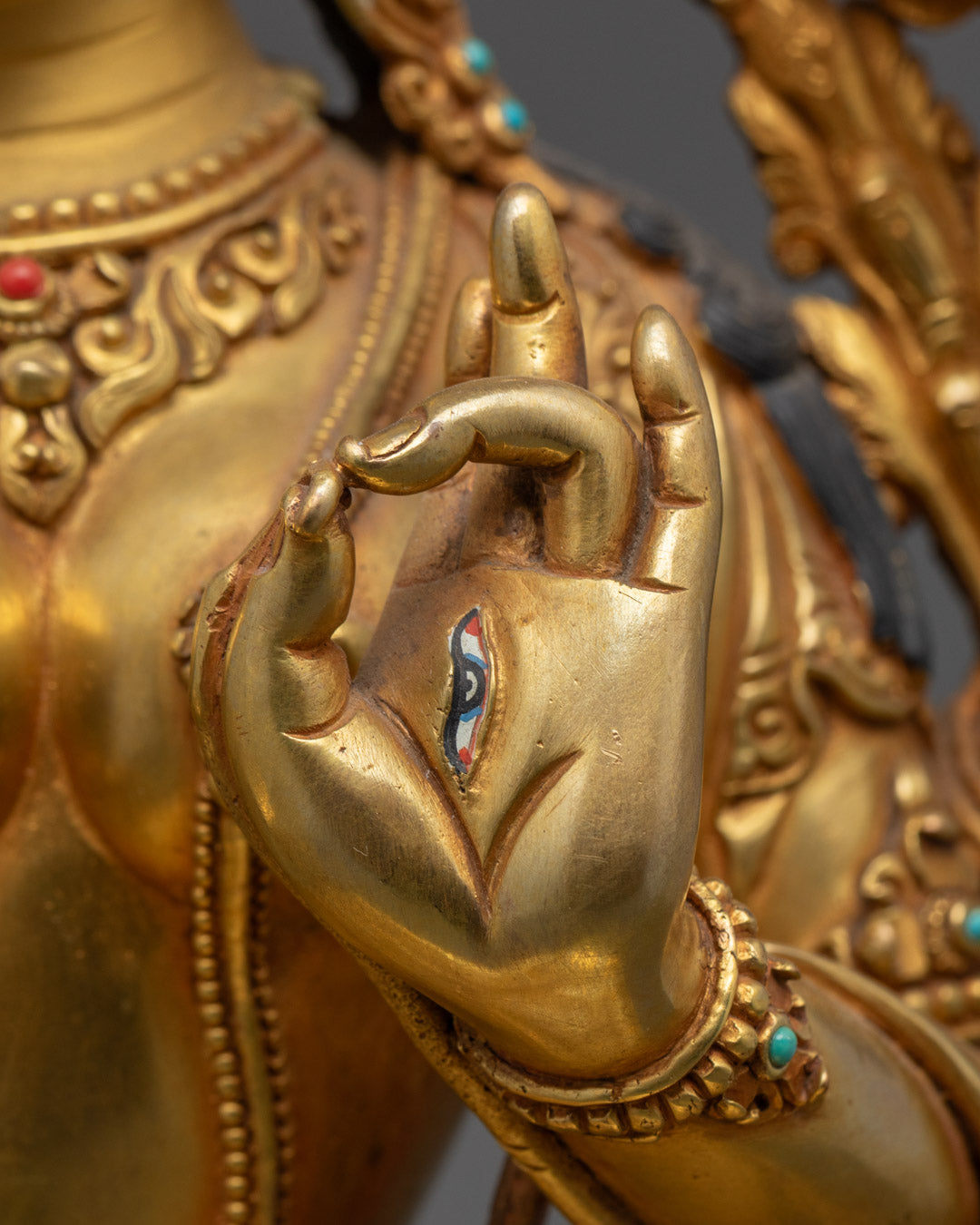 Nepalese White Tara Statue | 24k Gold Fire-Gilded