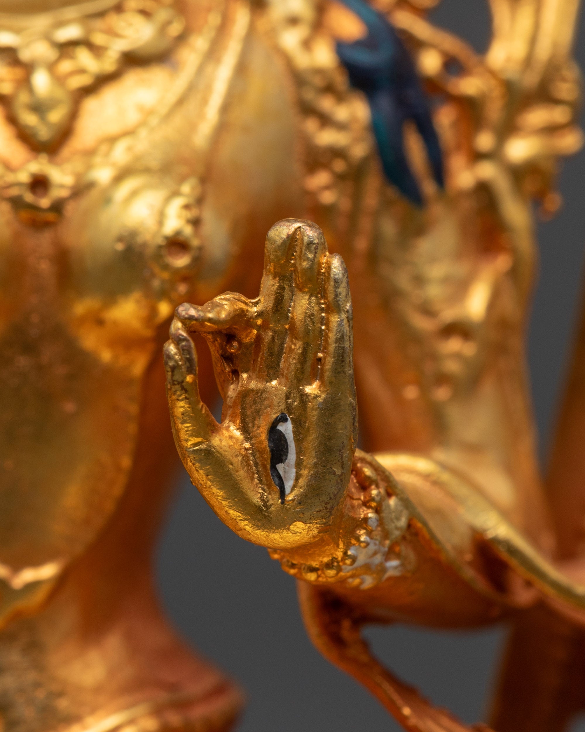 White Tara Statue Made by Machine with 24k Gold Gilded Copper