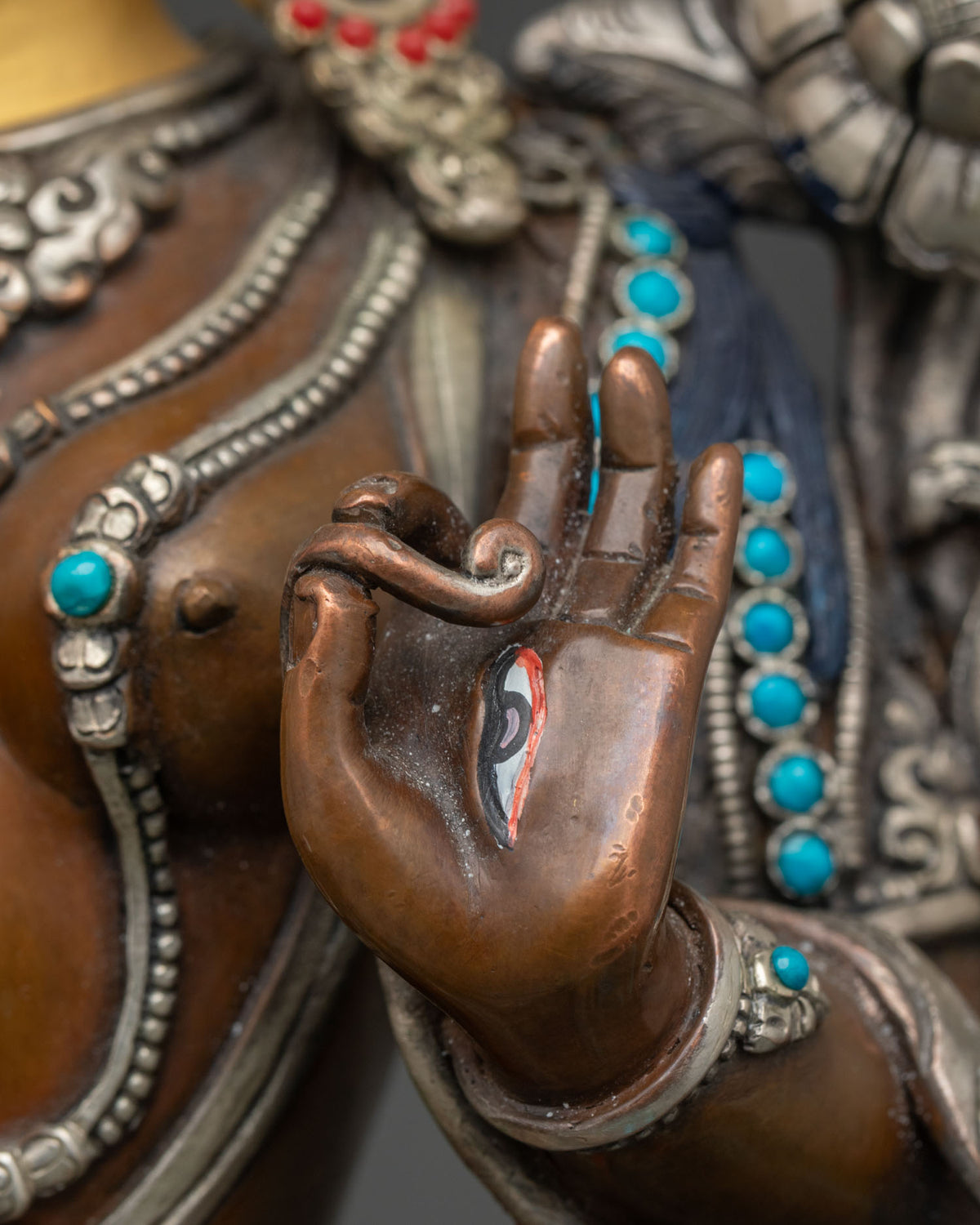 Seven-Eyed White Tara Statue | Premium Oxidized Copper Figurine