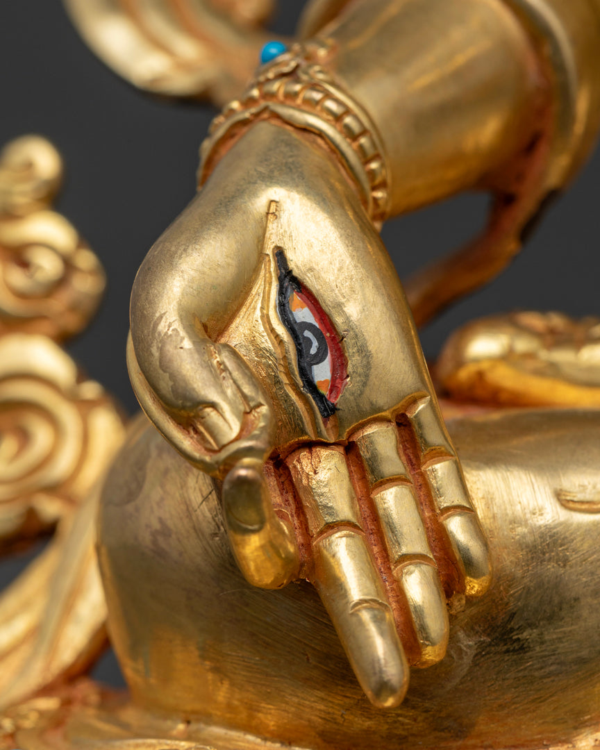 White Tara Statue | 24K Gold Gilded Himalayan Sculpture