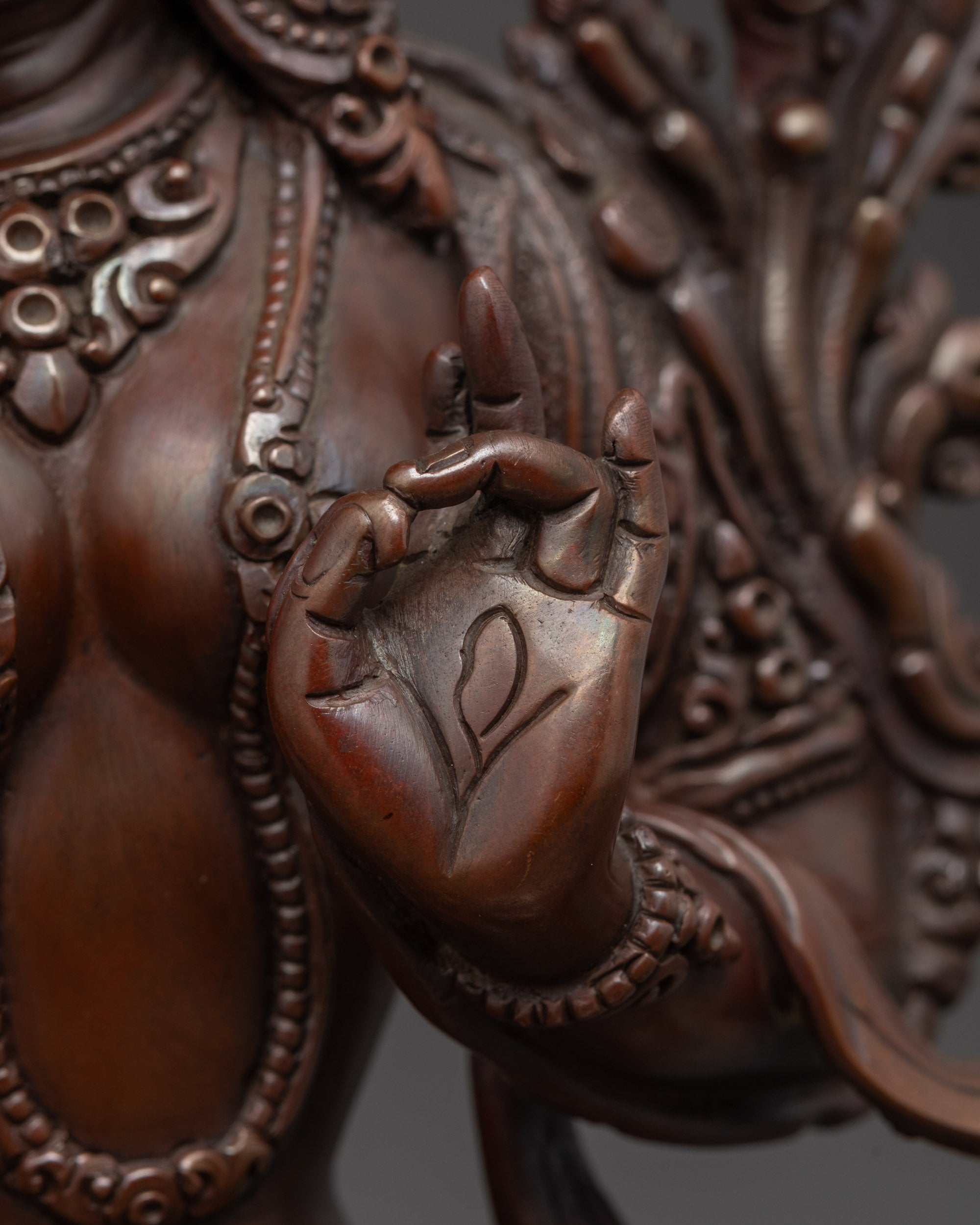 Oxidized Copper White Tara Statue | Traditional Himalayan Artwork