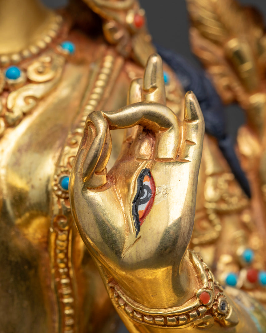 White Tara Statue | 24K Gold Gilded Himalayan Sculpture