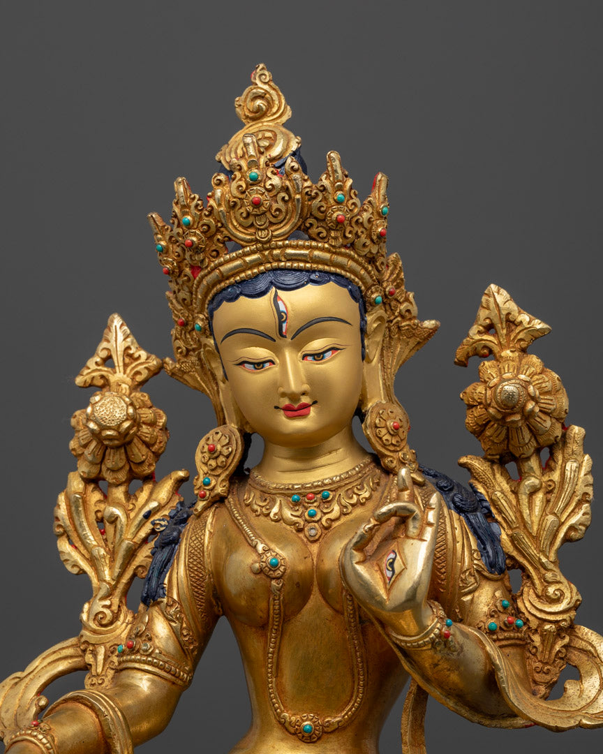 Buddhist White Tara Statue: Handcrafted Art from Nepal