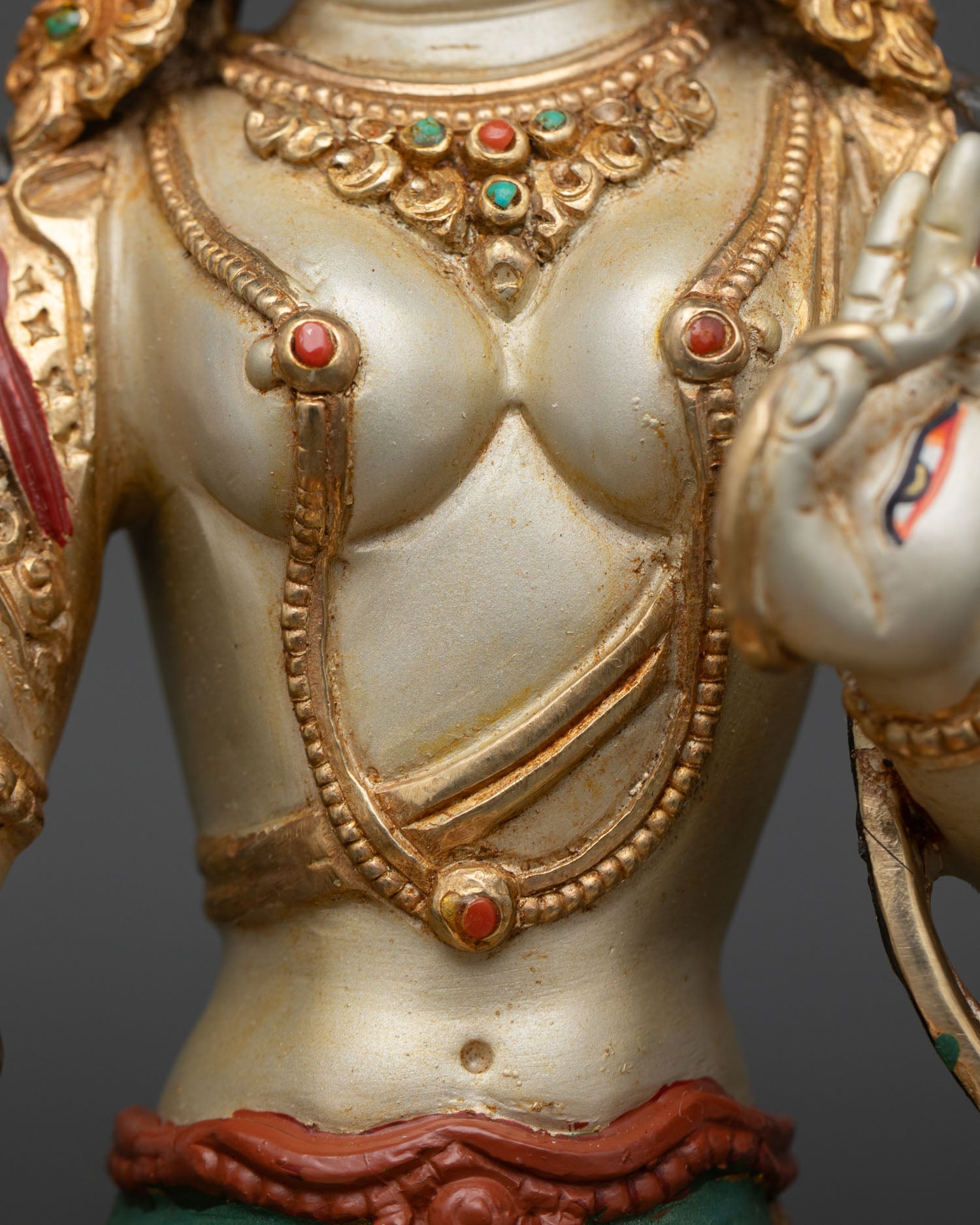 9 Inch Hand-Painted White Tara Statue | Seven-Eyed Female Buddha