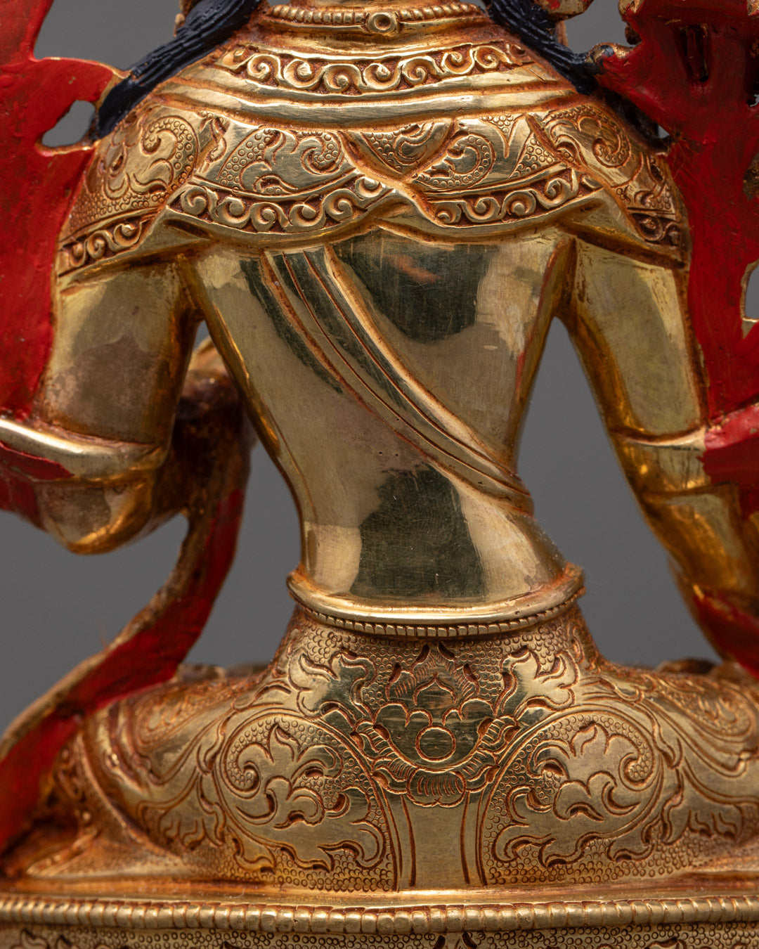 Handmade White Tara Buddhist Statue | 24k Fire-Gilded Gold