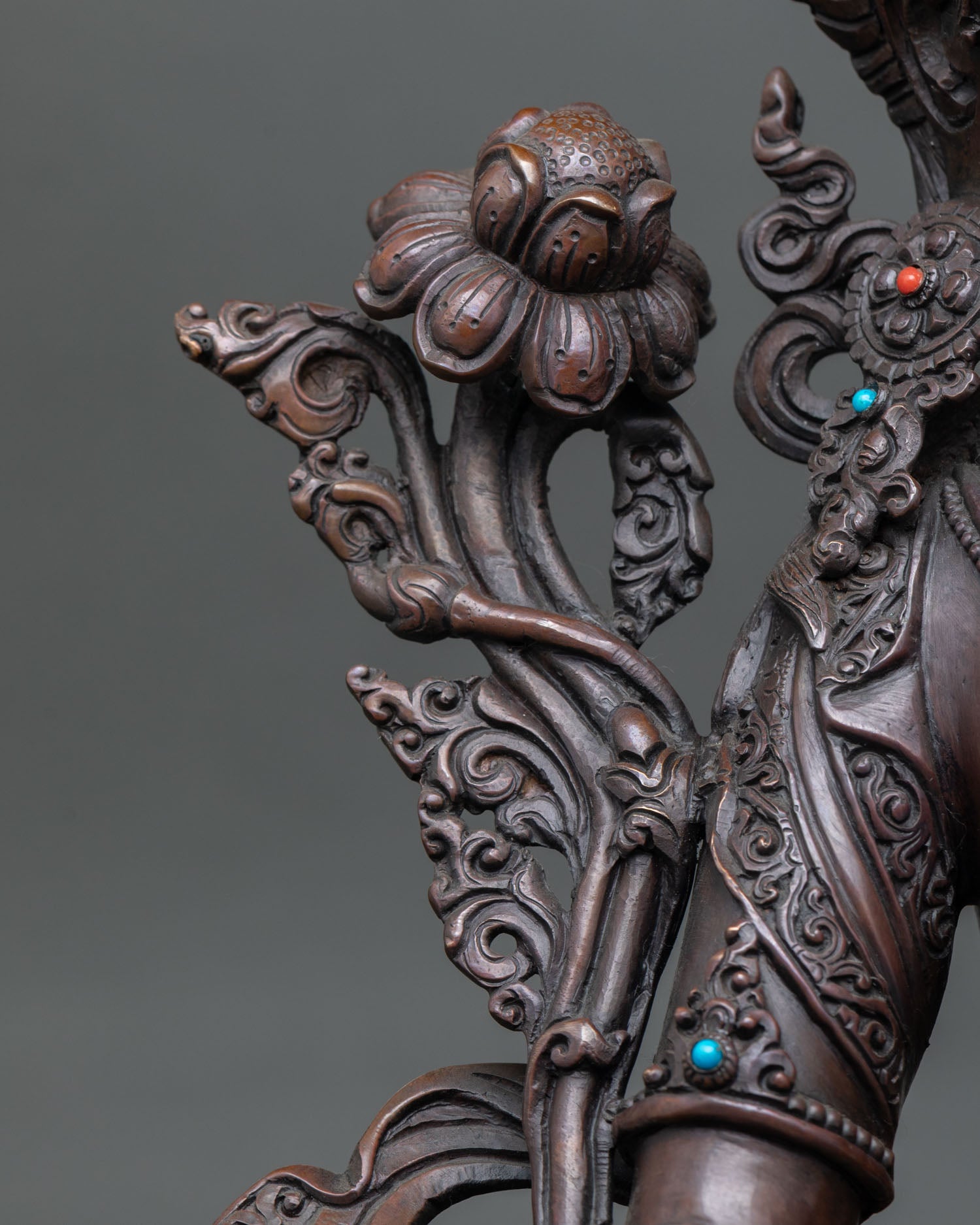White Tara Statue | Oxidized Copper Tibetan Buddhist Deity