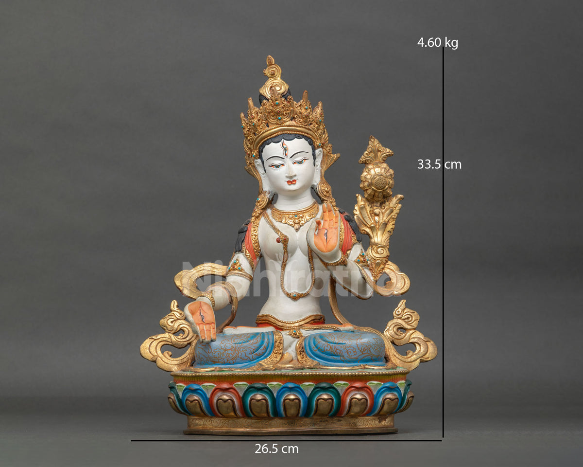 White Tara Statue | Handcrafted Buddhist Goddess of Compassion
